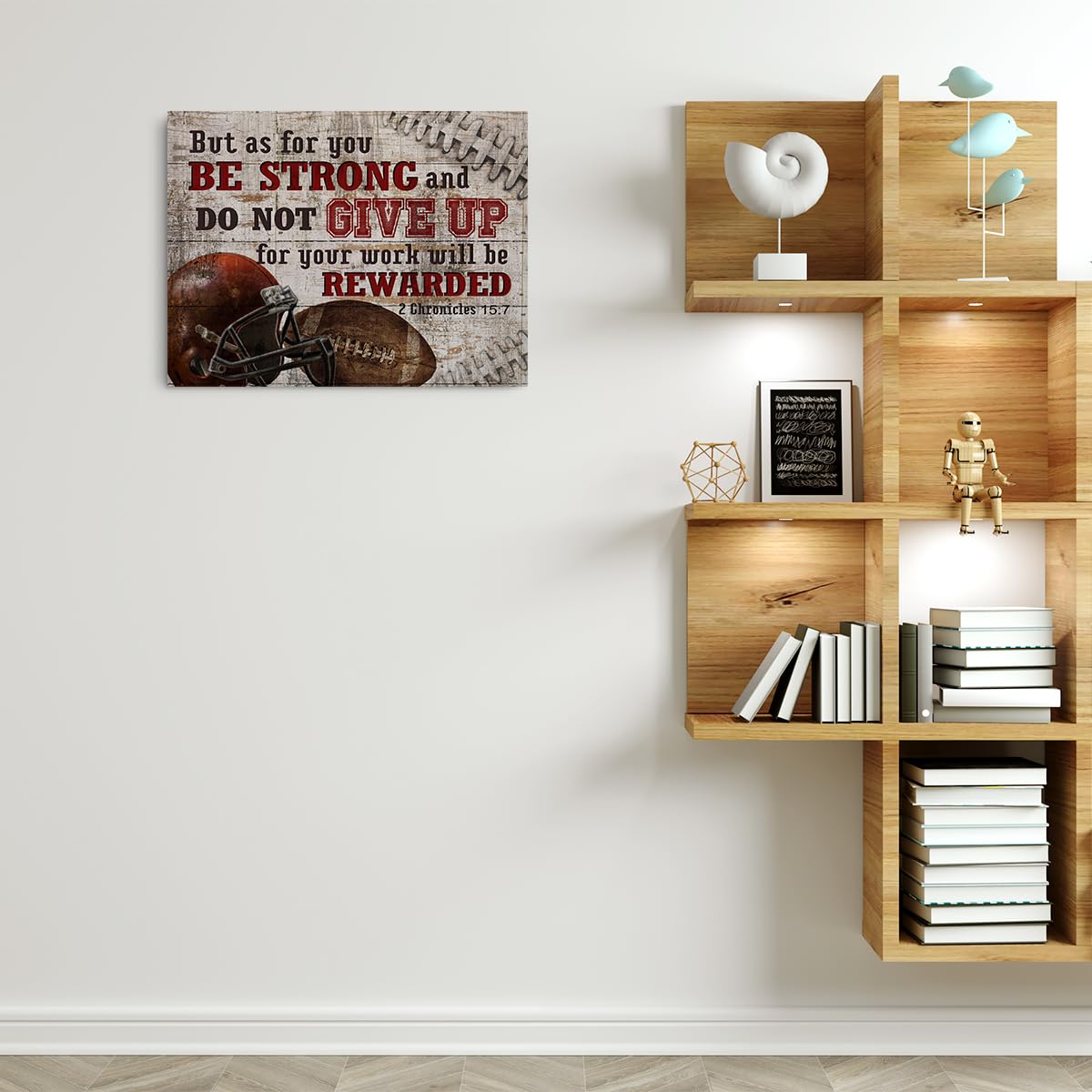 Football Gifts Stuff Religious Football Canvas Wall Art Wall Decor Inspirational Boys Men Room Rustic Framed Posters Art Prints