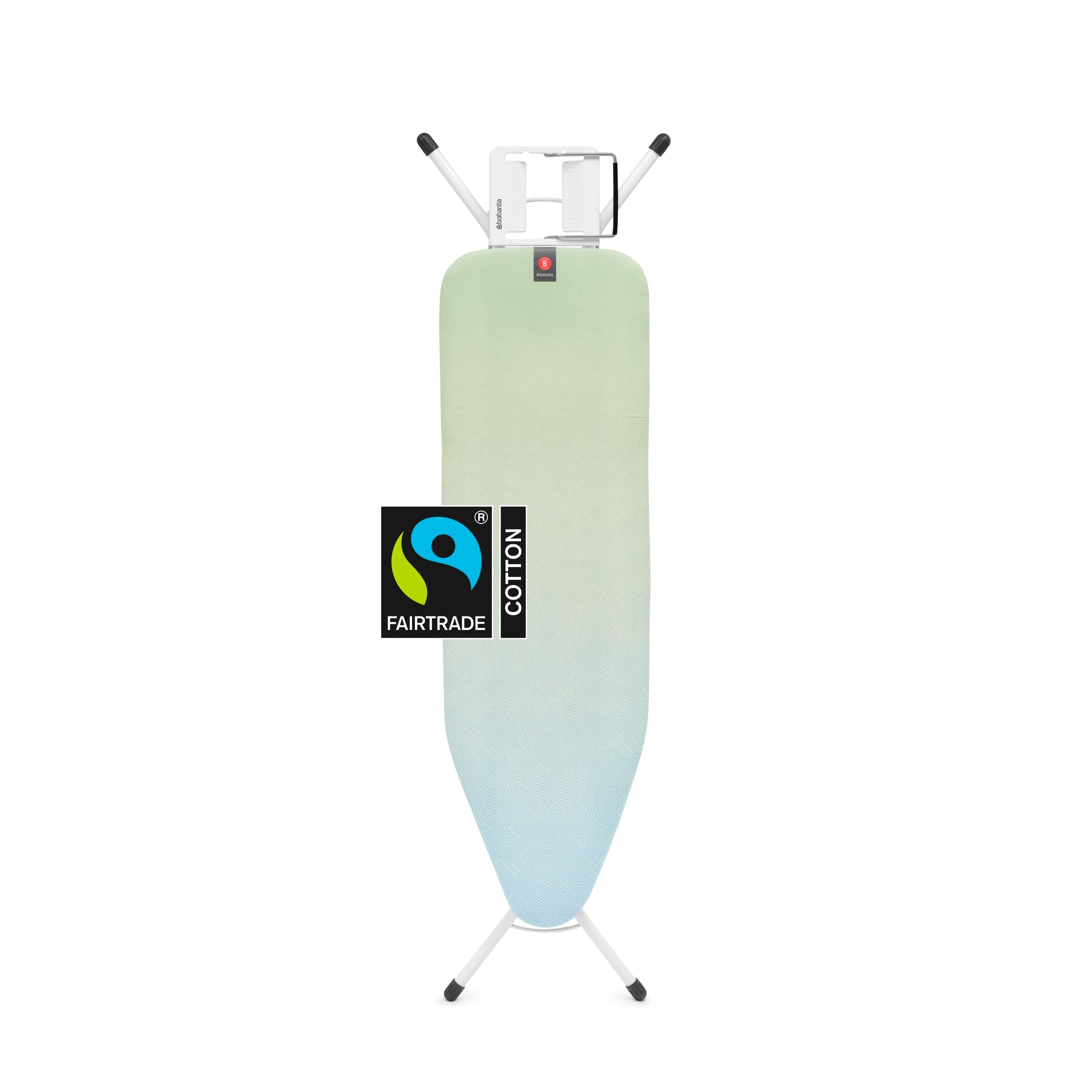 Brabantia Comfort Ironing Board with Left/Right Adjustable Steam Iron Rest | Medium (Size B) | Fairtrade Soothing Sea Cover | Ad