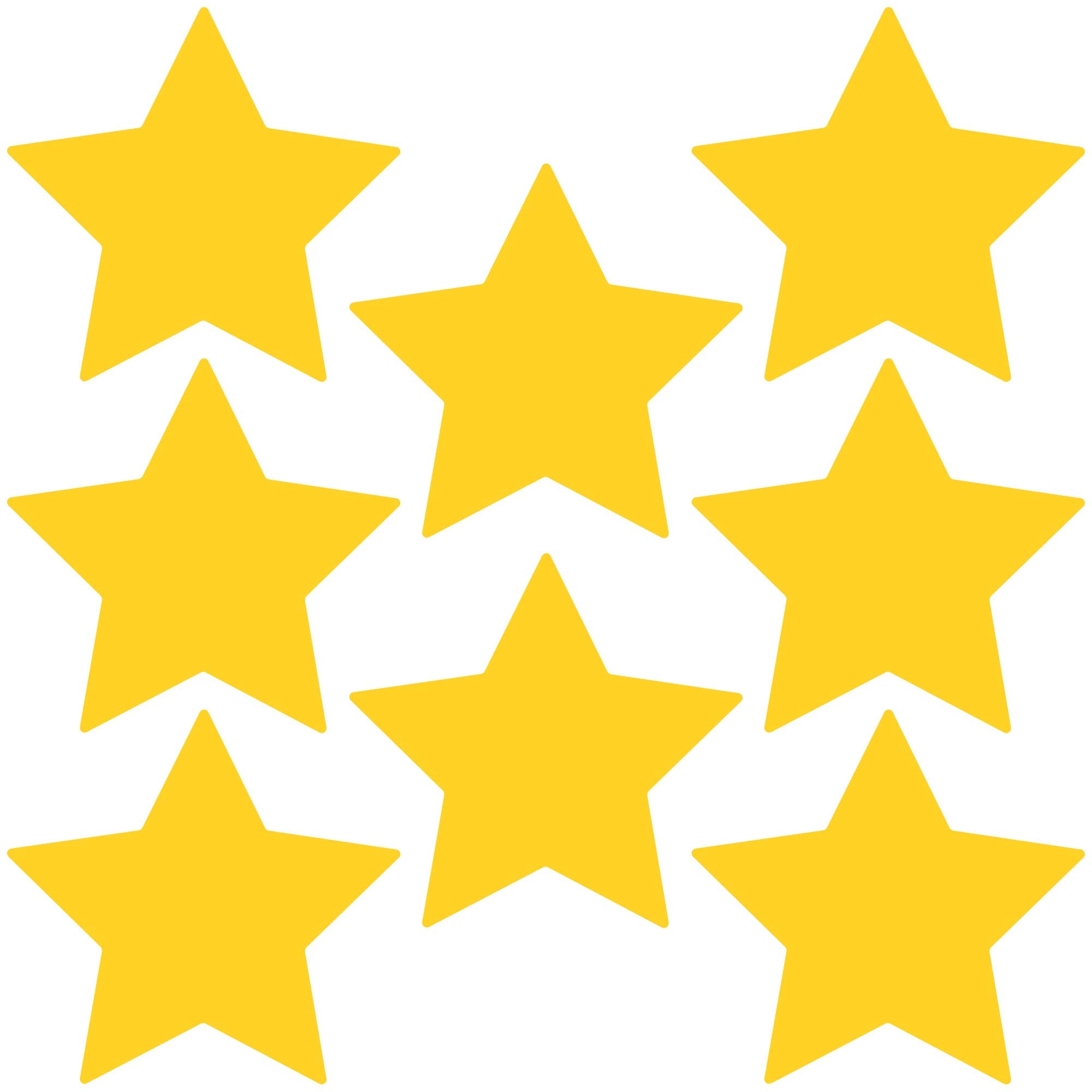 LiteMark Removable Star Stickers, Matte Finish, 5.5 Inch Yellow Decal Stencil to Decorate Floors, Walls - Pack of 8 Star Pcs