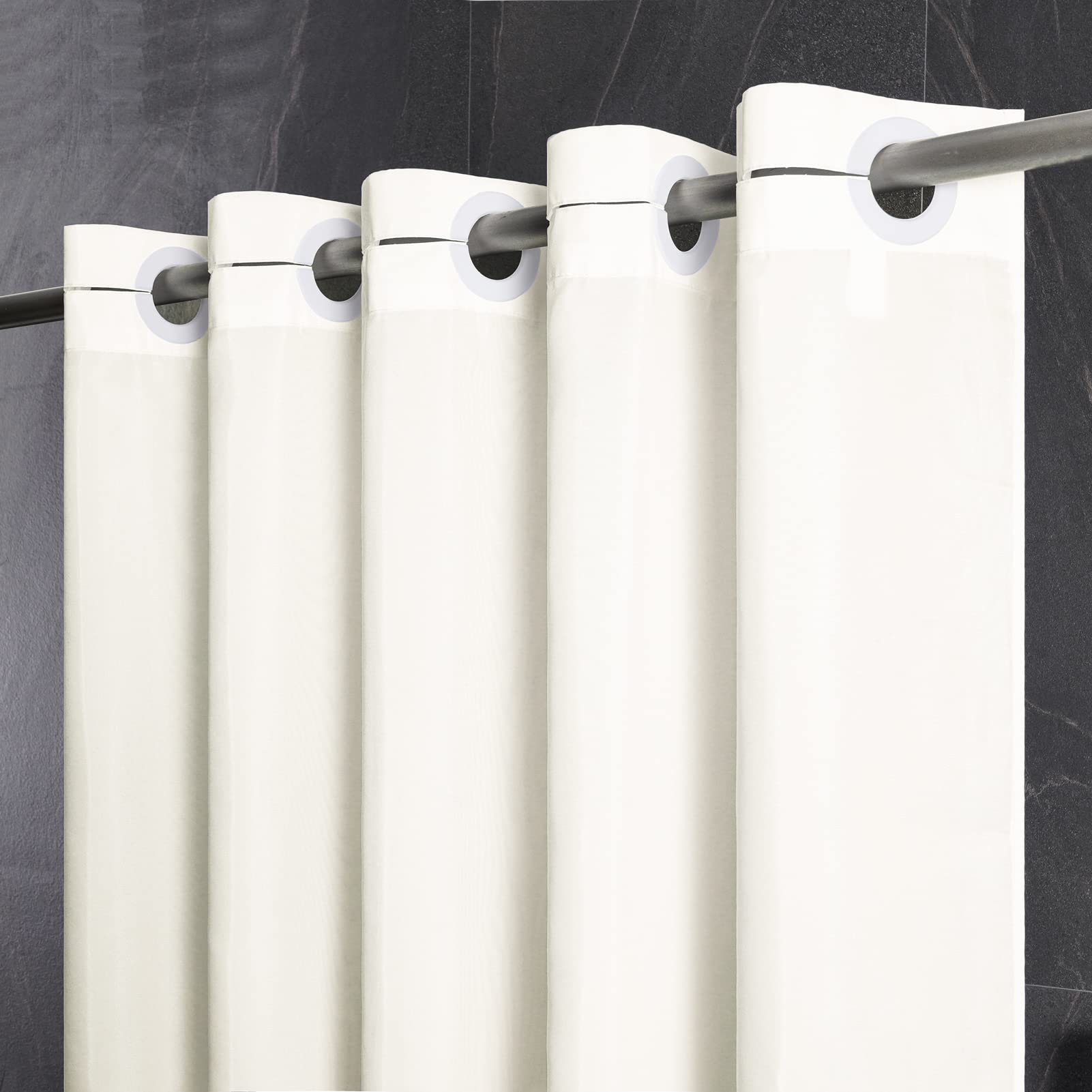 Furlinic Beige Shower Curtain Hookless With Extra Long Heavy Fabric,Washable Waterproof Curtains Nontoxic Eco Polyester For Hote
