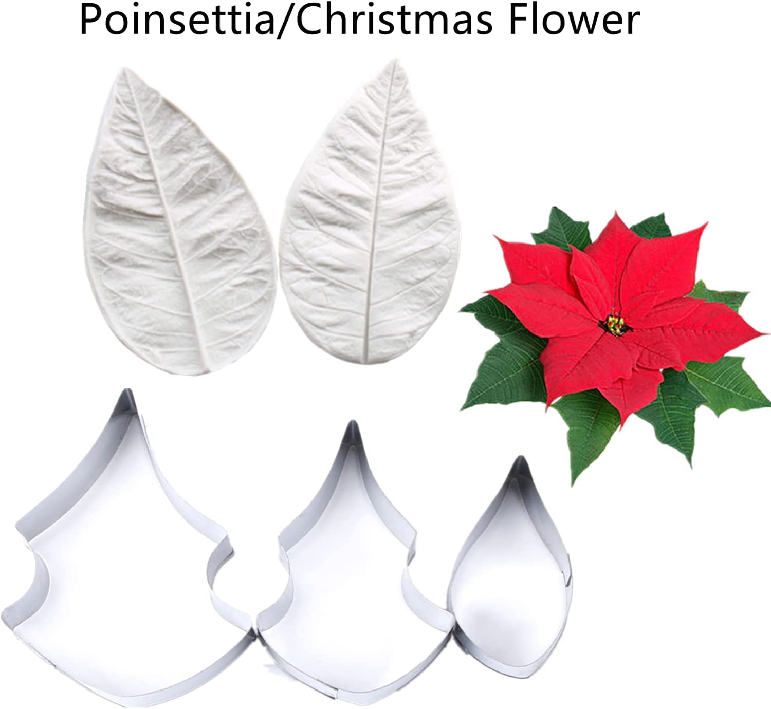 8Set Gum Paste Flower Molds And Cutters Fondant Flower Cutter Gumpaste Flower Silicone Molds Sugar Paste Flowers Making Tools Fo