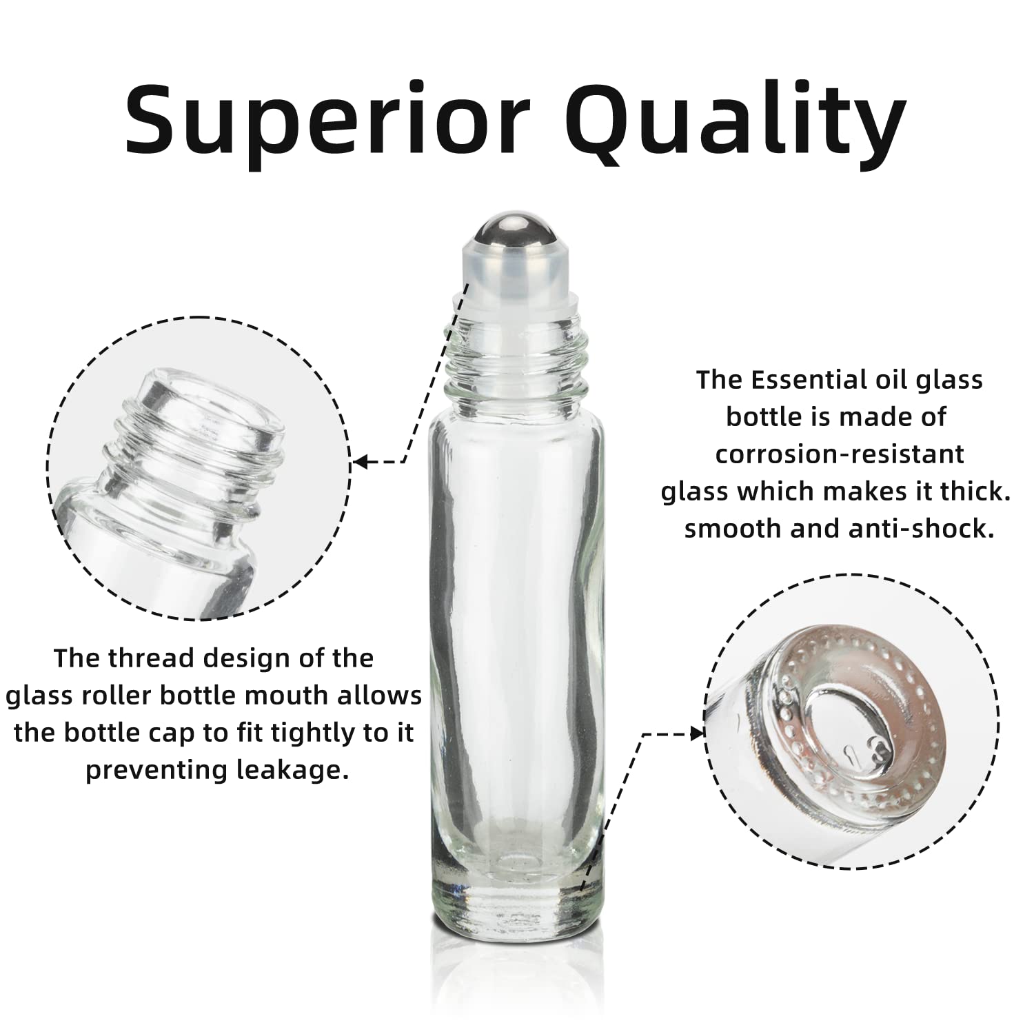 Givitasot 10Ml Essential Oil Roller Bottles, 6 Pack Clear Oil Roller Bottles For Essential Oils, Roll On Bottles With Stainless