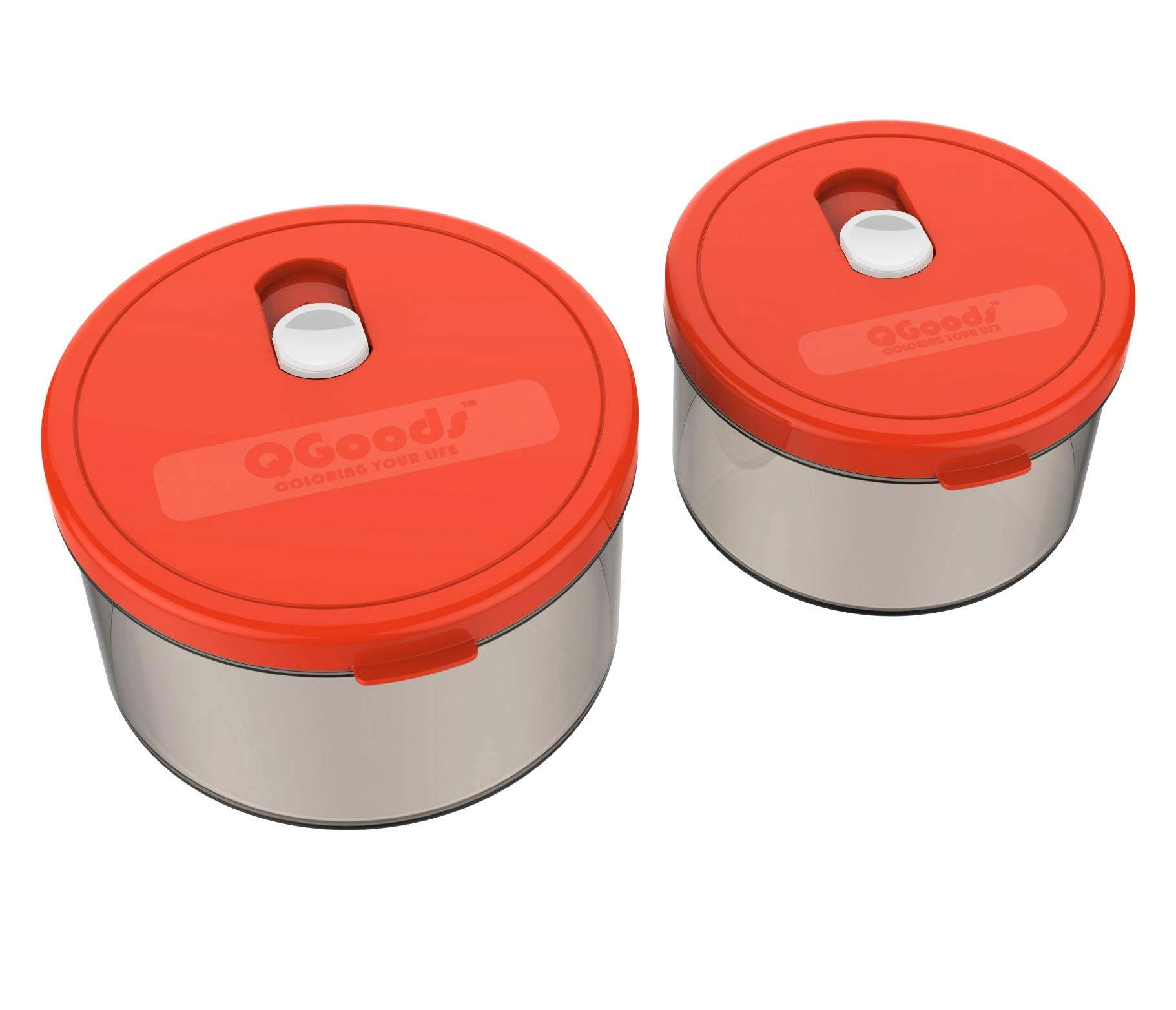 Qg 40 & 24Oz Round Plastic Food Storage Containers With Lids Bpa Free - 2 Pieces Red