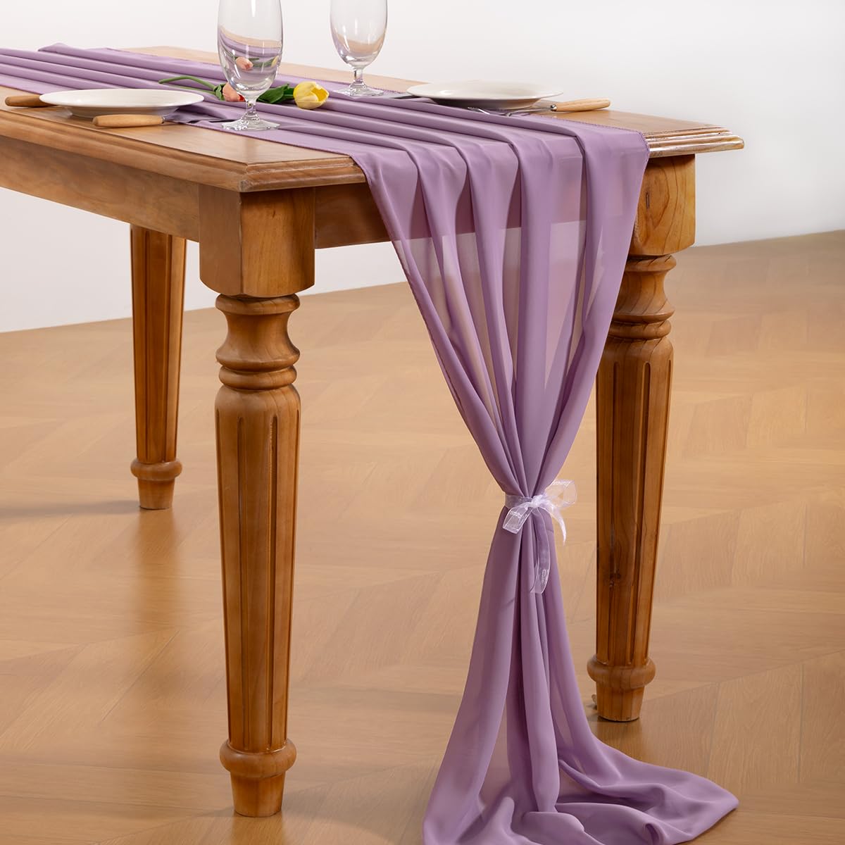 Socomi Purple Chiffon Table Runner Fall Thanksgiving Boho Rustic 10ft 29x120 Inches Wedding Runner Sheer Bridal Shower Decoratio
