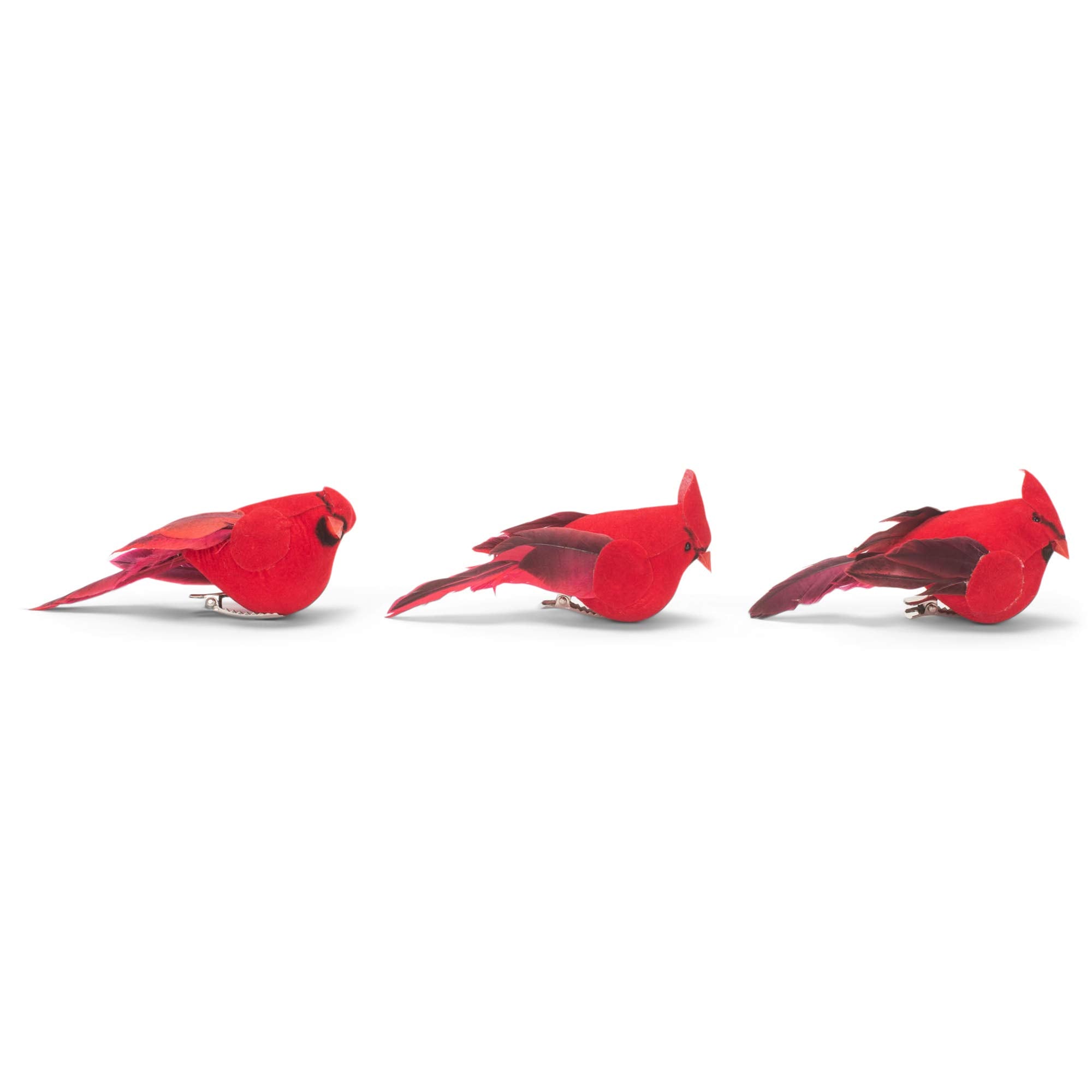 RAZ Imports Set of 3 Cardinal Clip on Christmas Tree Ornament 4 Inch Long Red Bird Decoration