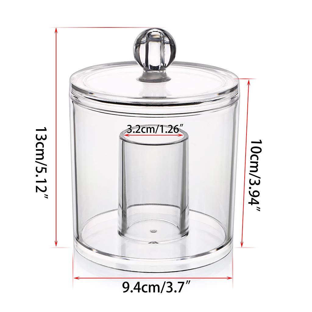 Hipiwe Cotton Ball And Swab Organizer With Lid Apothecary Acrylic Jar Makeup Cotton Organizer Bathroom Storage Canister Jar For