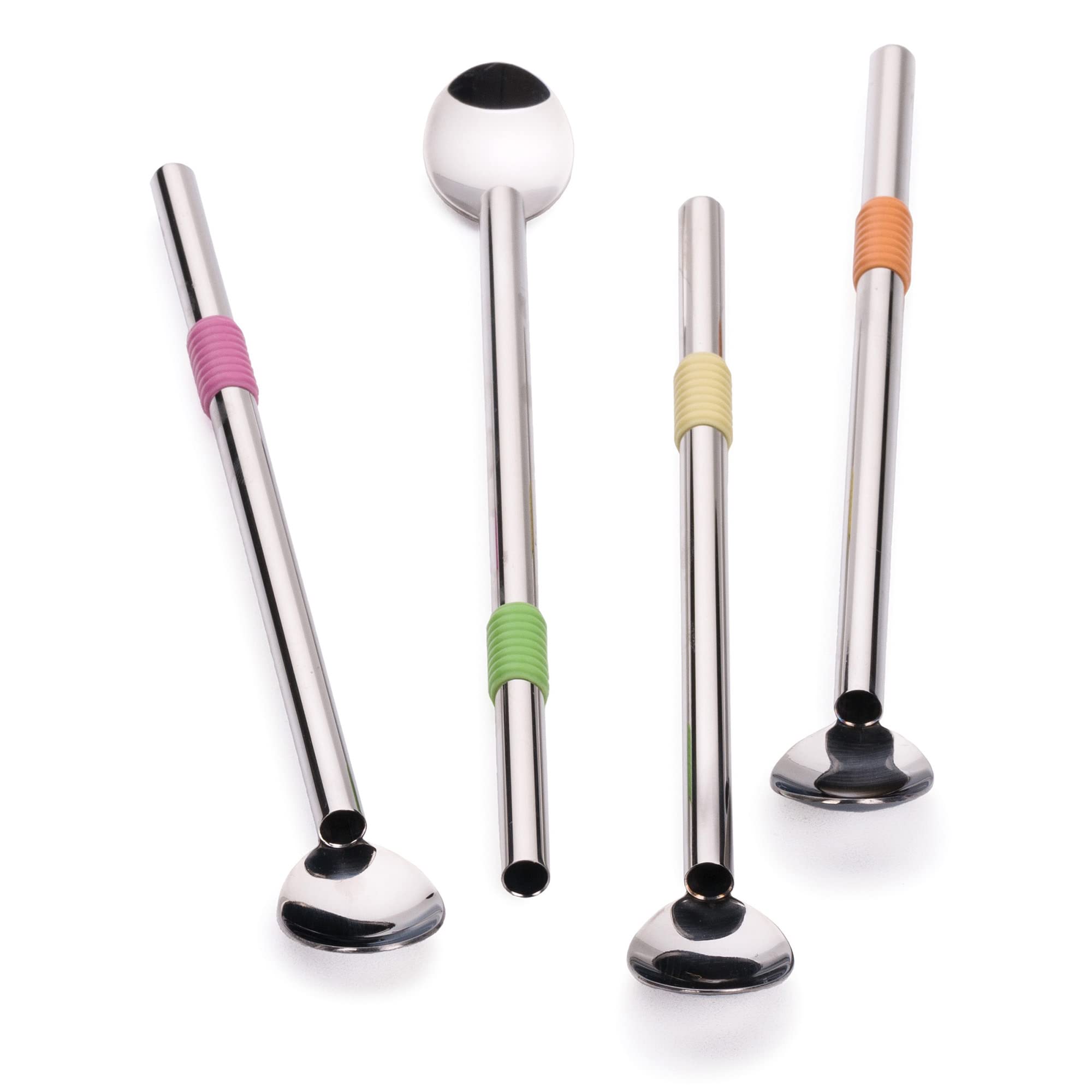 RSVP International Reusable Straw Set Dishwasher Safe, 8.5 Inch, 4 Piece, Stainless Steel Straight
