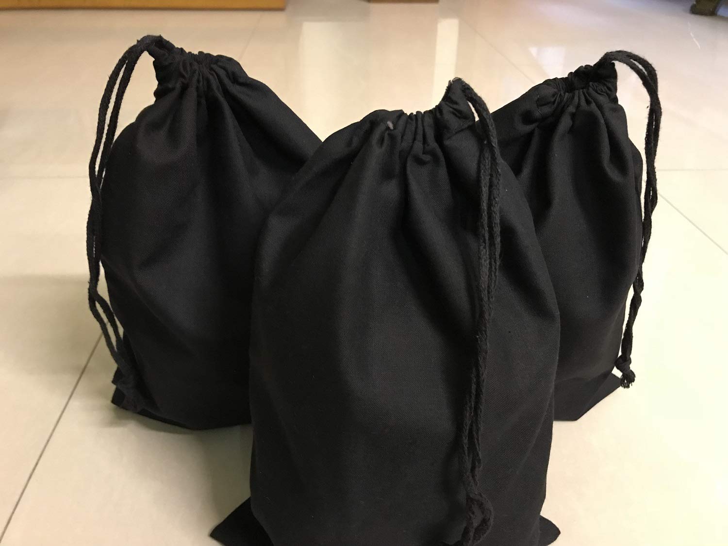 Reusable Produce Eco Friendly 12X16 Inches Cotton Single Drawstring Muslin Bags Premium Quality Black Color- 100 Count Pack