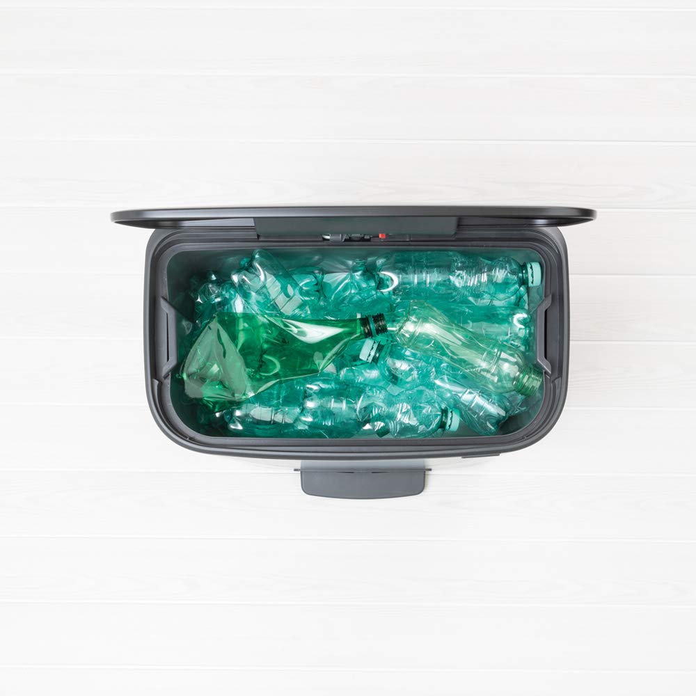 Brabantia Bo Step-On Pedal Trash Can - 16 Gal Inner Bucket (Matt Black) Waste/Recycling Garbage Can, Removable Compartment