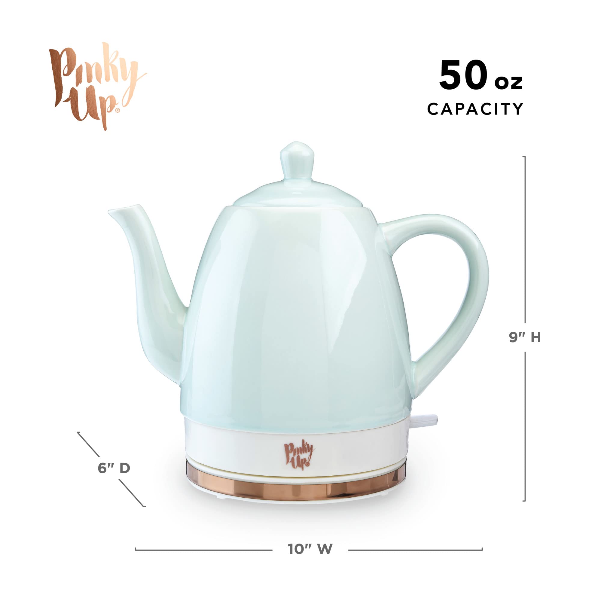 Pinky Up Noelle 1.5 L Ceramic Gooseneck Spout Electric Tea Kettle With Temperature Control - Cordless Design For Boiling Water P
