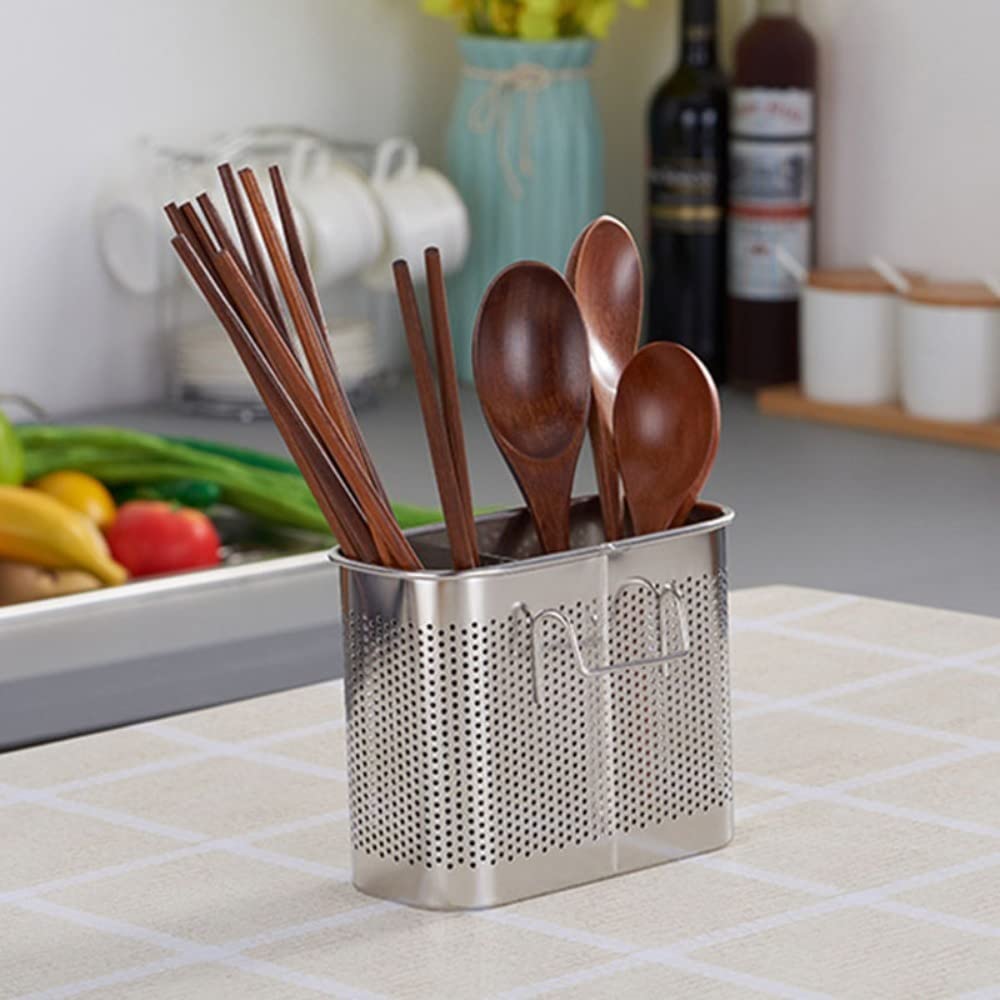Gofidin Kitchen Utensils Drying Rack Stainless Steel Flatware Silverware Caddie Holder Basket Organizer With Hook
