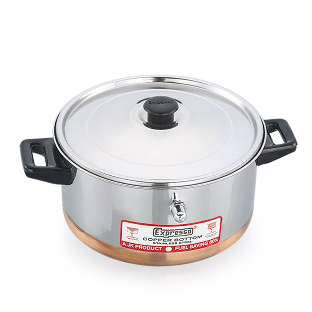 Expresso Stainless Steel Flat Model Milk Boiler W/Copper Bottom 2 Liters