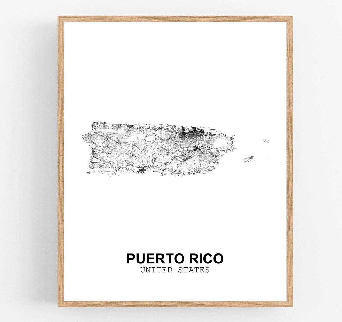 Eleville 8X10 Unframed Puerto Rico United States Country View Abstract Road Modern Map Art Print Poster Wall Office Home Decor M