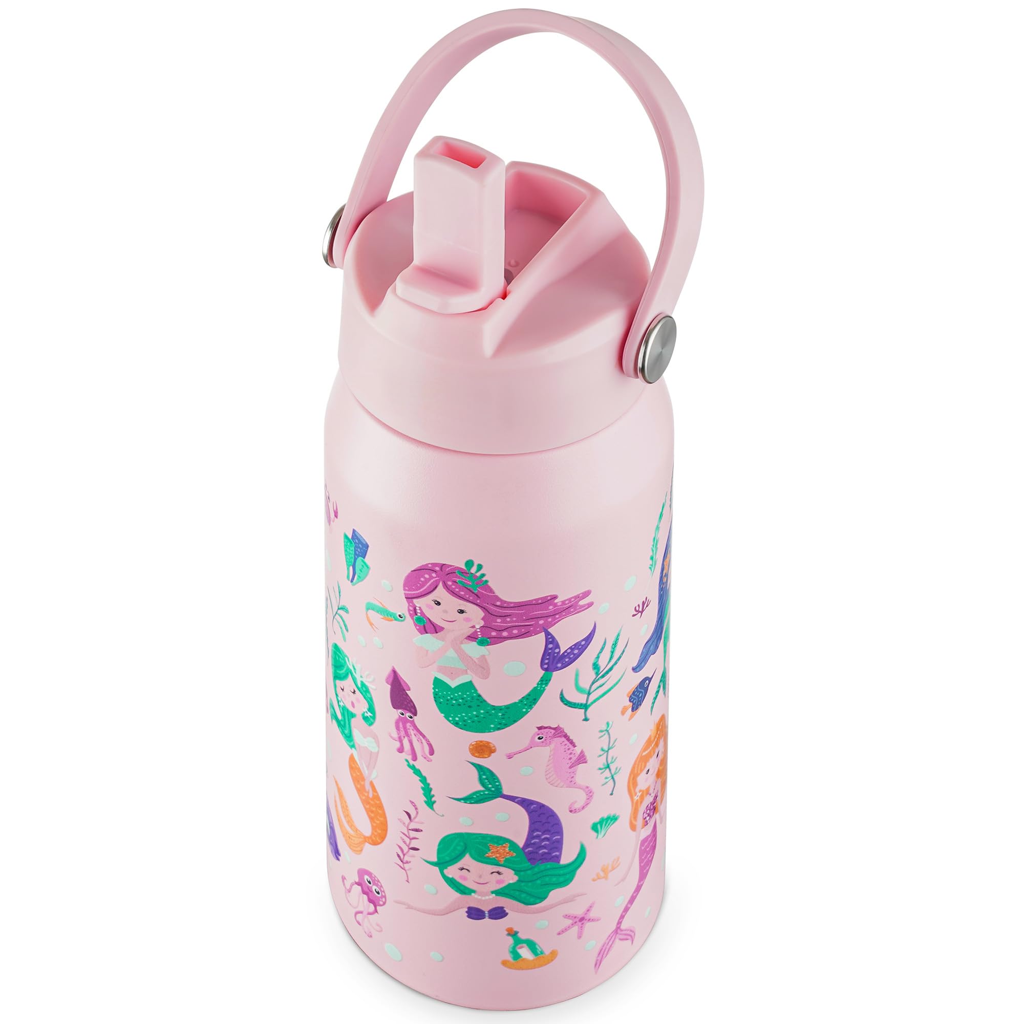 OLDLEY kids Water Bottle - 18oz Insulated Stainless Steel - Wide Straw Lid, Non Spill, Leakproof, Kids Water Bottle for School,M