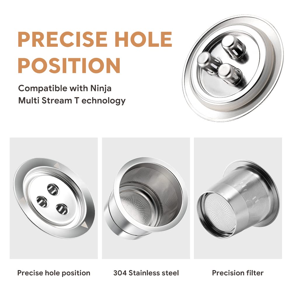 2 Pack K Cups Reusable Coffee Pods For Ninja Dual Brew Coffee Maker Stainless Steel Permanent K Cups Filters Coffee Accessories