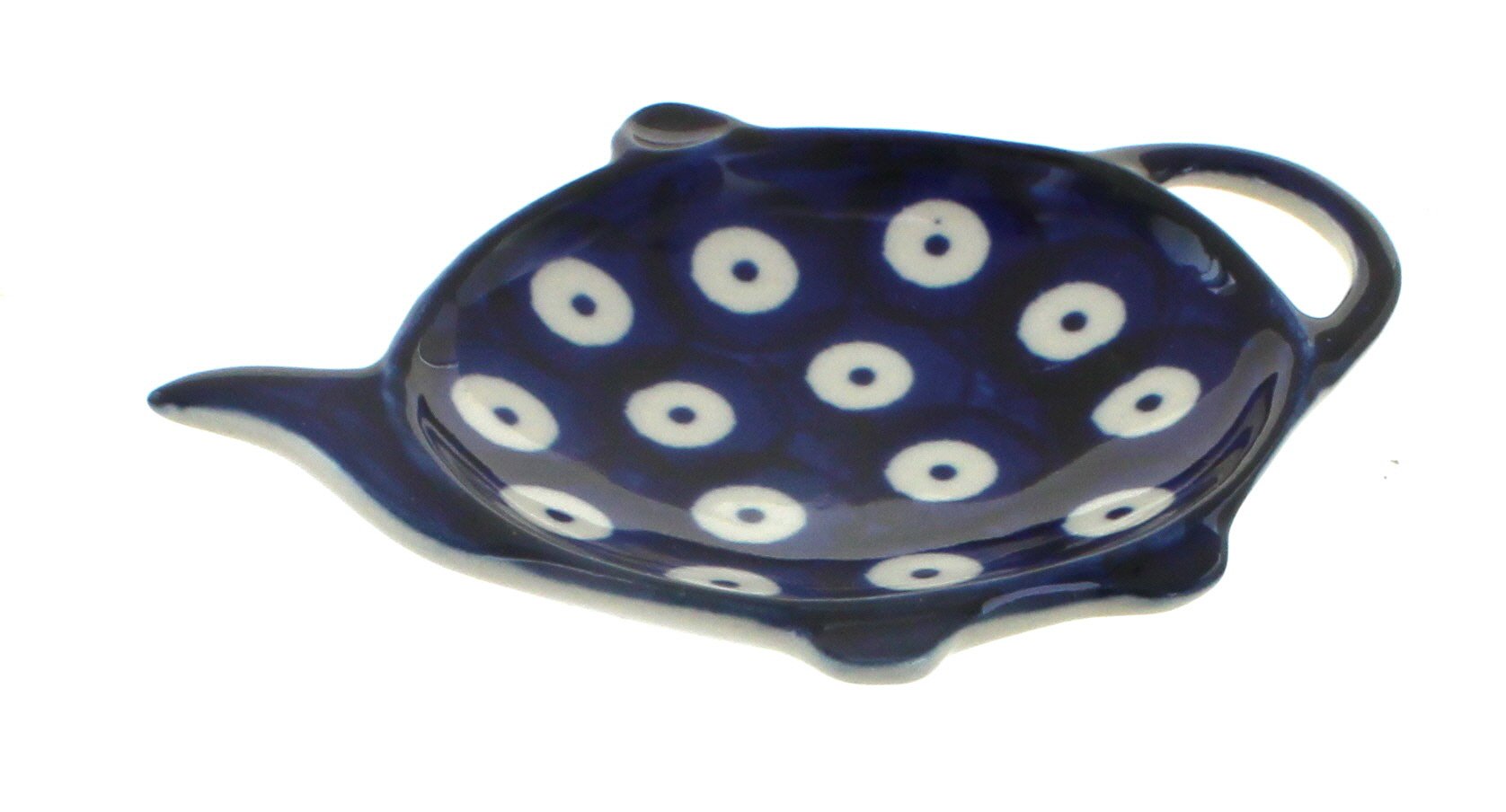 Blue Rose Polish Pottery Dots Teabag Holder