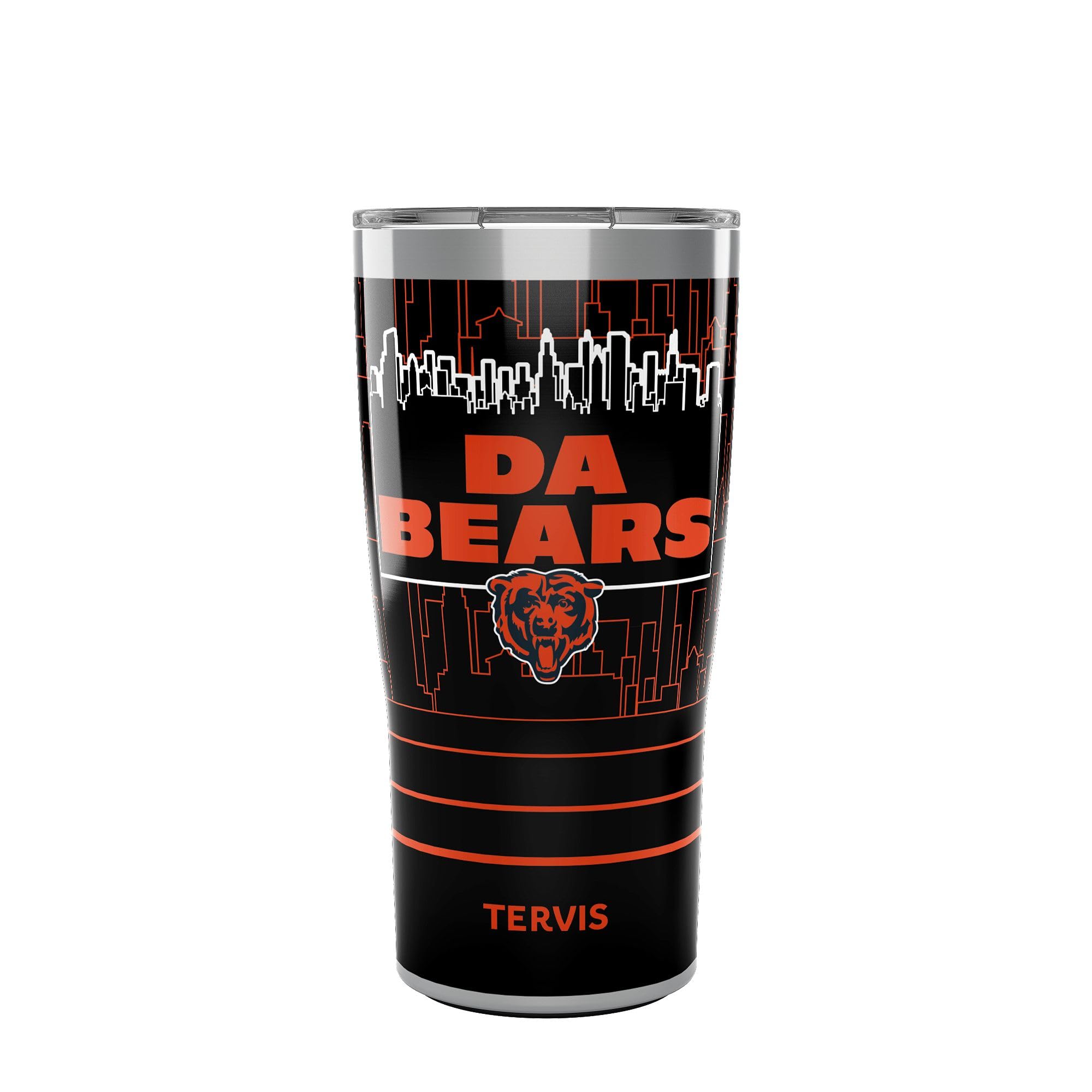 Tervis Traveler NFL Chicago Bears - Da Bears Slogan Triple Walled Insulated Tumbler Travel Cup Keeps Drinks Cold & Hot, 20oz, St