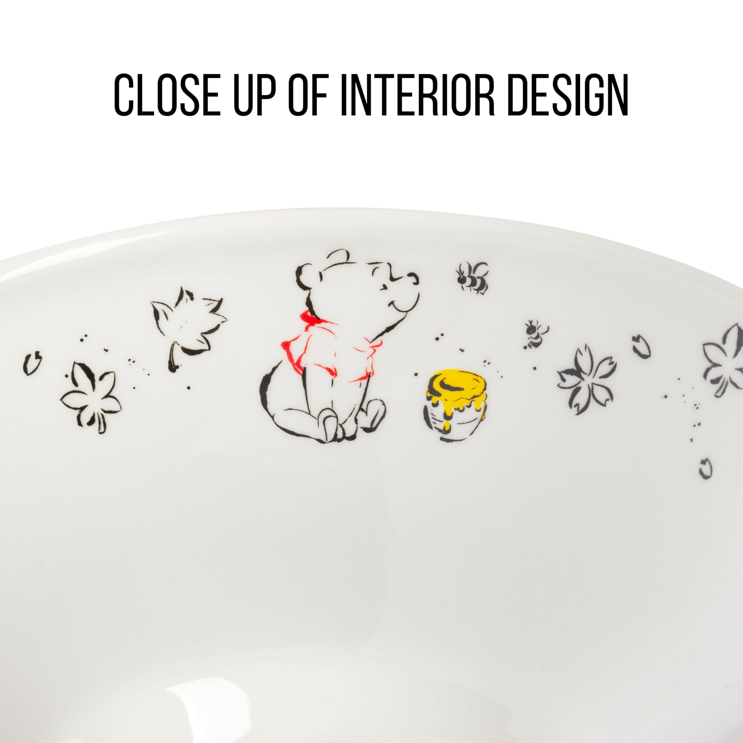 Silver Buffalo Disney Winnie The Pooh Watercolor Kawaii Cute Pooh And Hunny Ceramic Ramen Noodle Rice Bowl With Chopsticks, Micr
