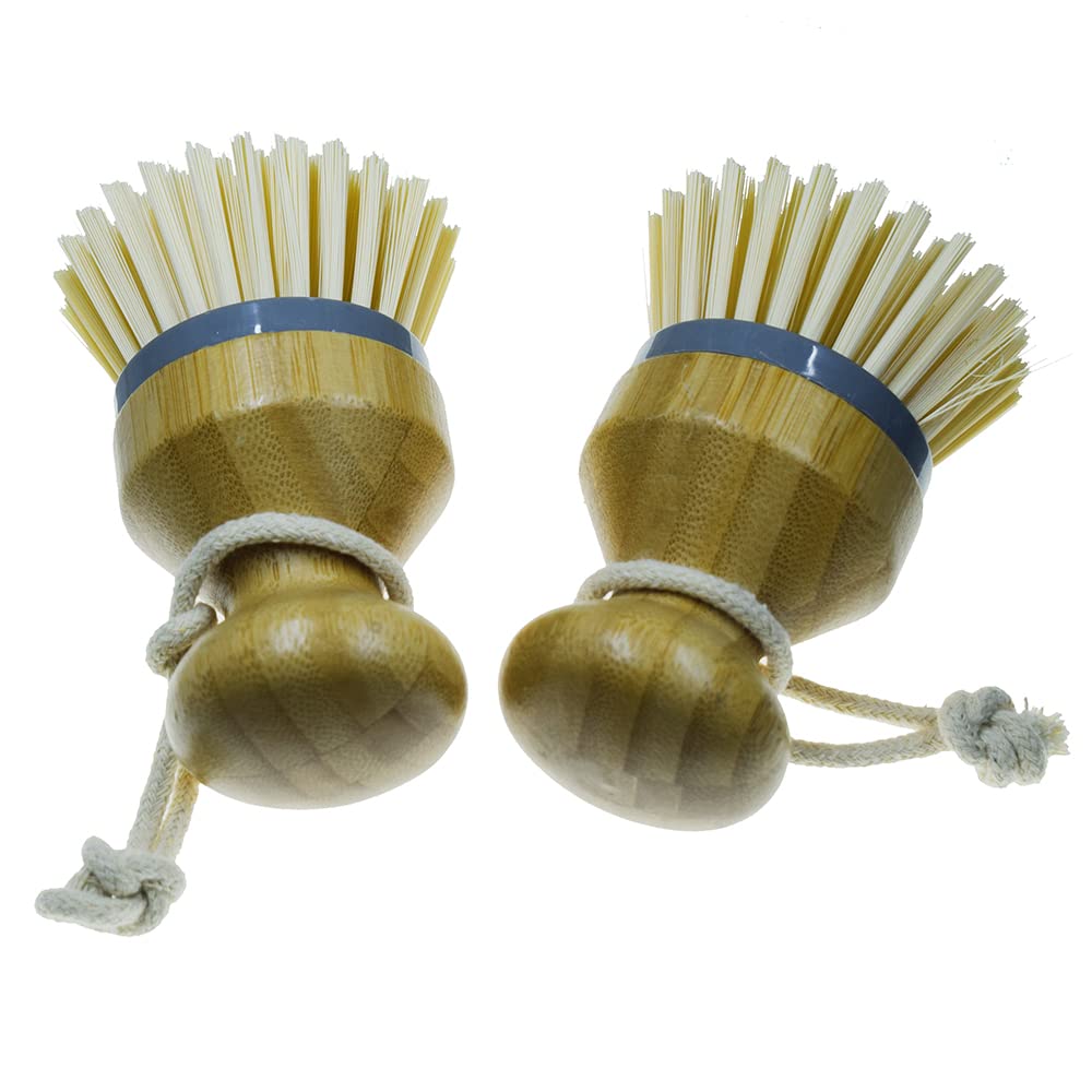 Rangale (Pack Of 2) Kitchen Dish Scrub Brush For Dishes Pots Pans Kitchen Sink Cleaning Brushes, Bamboo Palm Brush