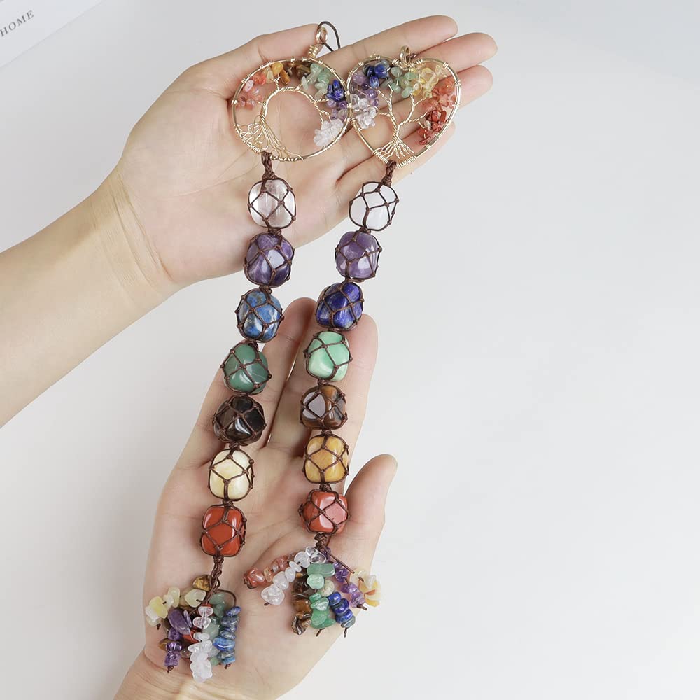 Anjiucc 7 Chakra Stone Healing Crystal Tree of Life Wall Hanging Home Interior Decoration