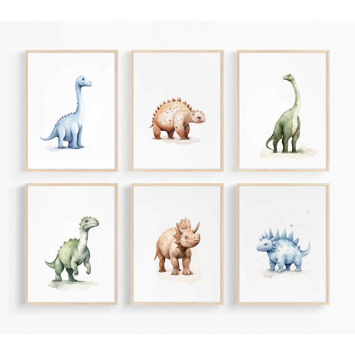Dinosaur Watercolor Wall Art Decor Dino Boys Room Canvas Wall Art Nurs ...