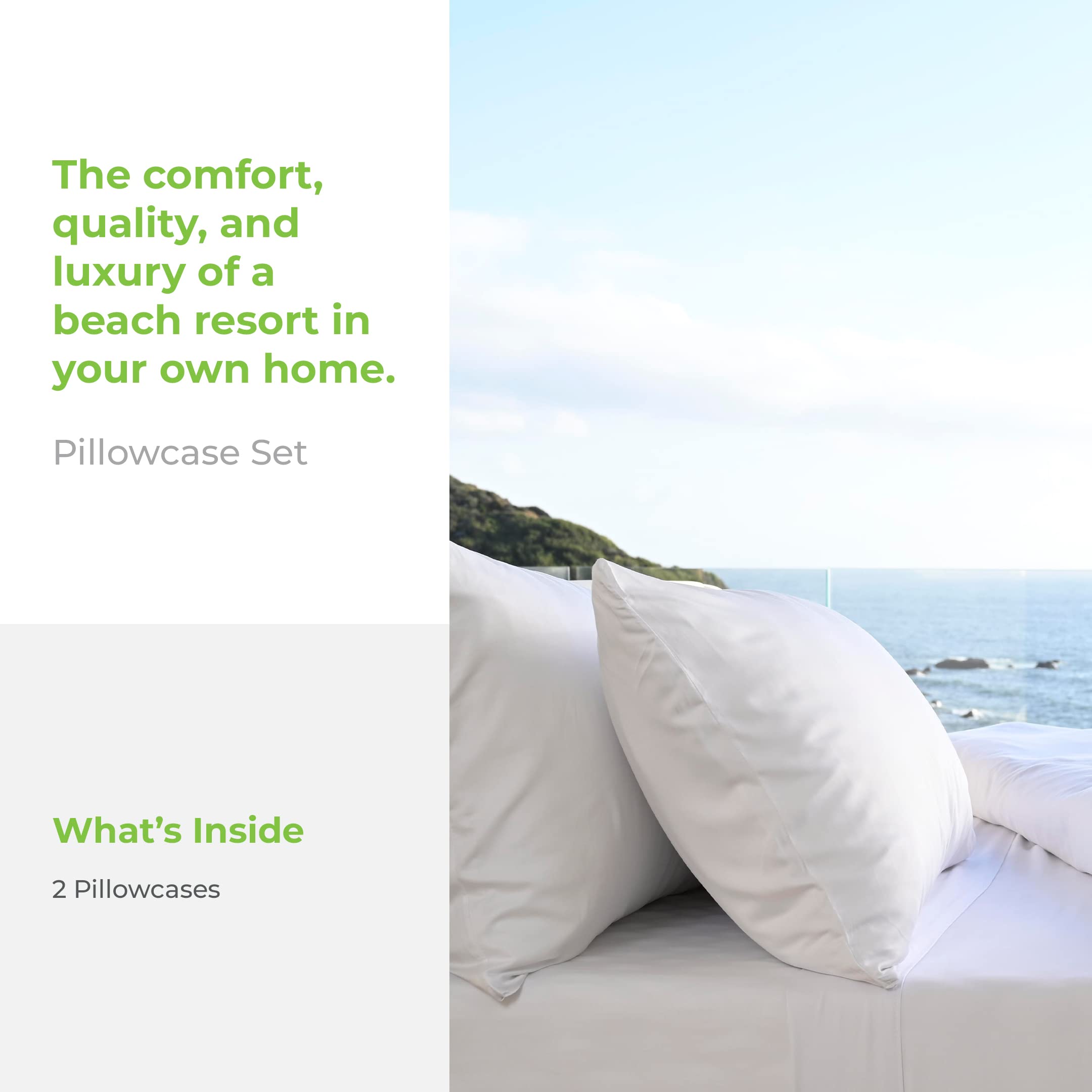 Resort Bamboo Pillowcase Set - Ocean Mist-King By Cariloha For Unisex - 2 Pc Pillowcase