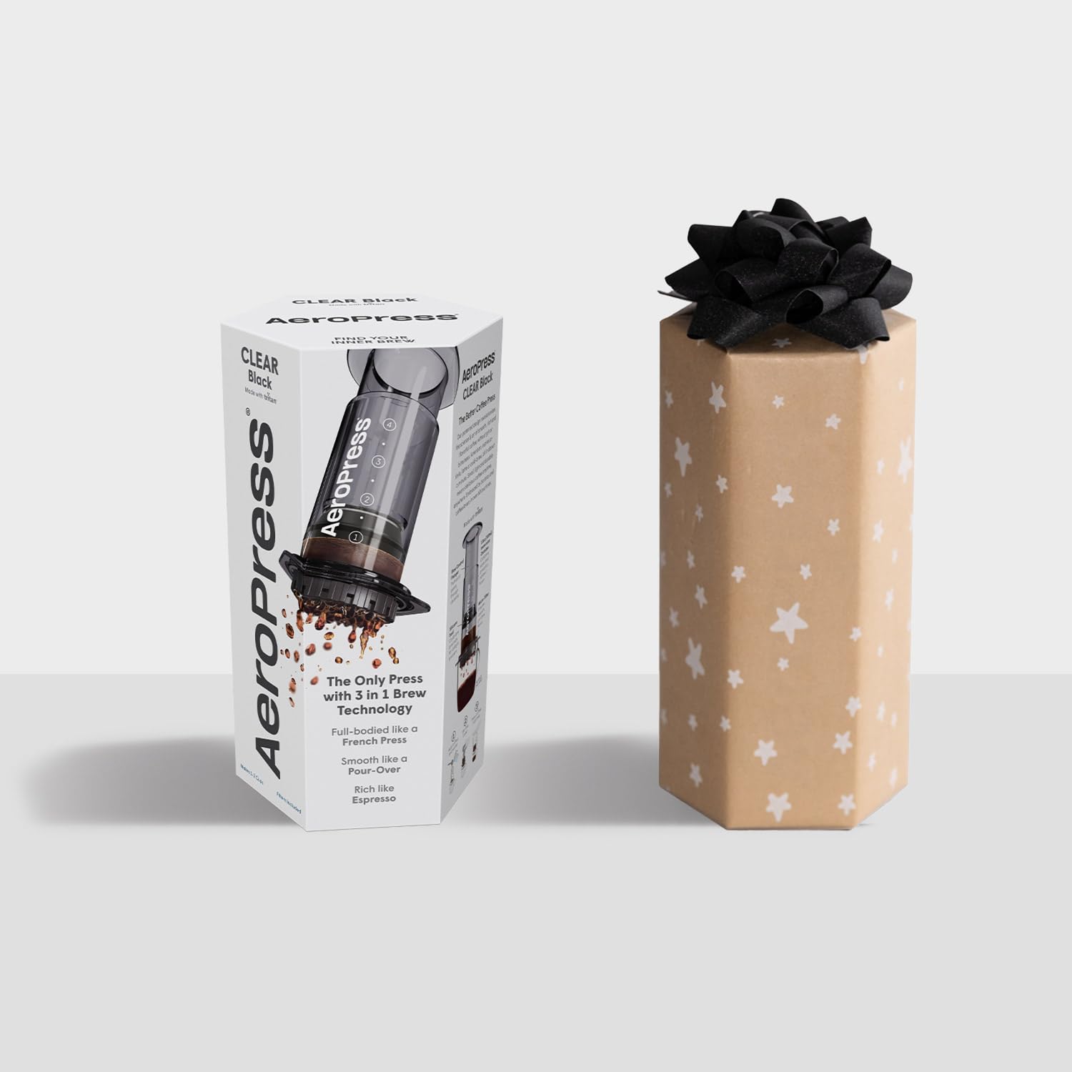 Aeropress Clear Black Coffee Press - 3 In 1 Brew Method Combines French Press, Espresso, Full Bodied Coffee Without Grit Or Bitt