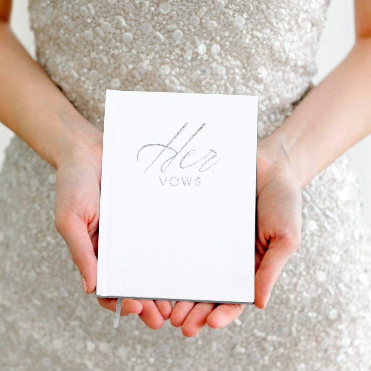 Fluytco Wedding Vow Book Keepsakes (2 Book Set, His & Hers) Linen Hardcover - Bonus Wedding Day Cards - Vow Renewal - Bridal Sho