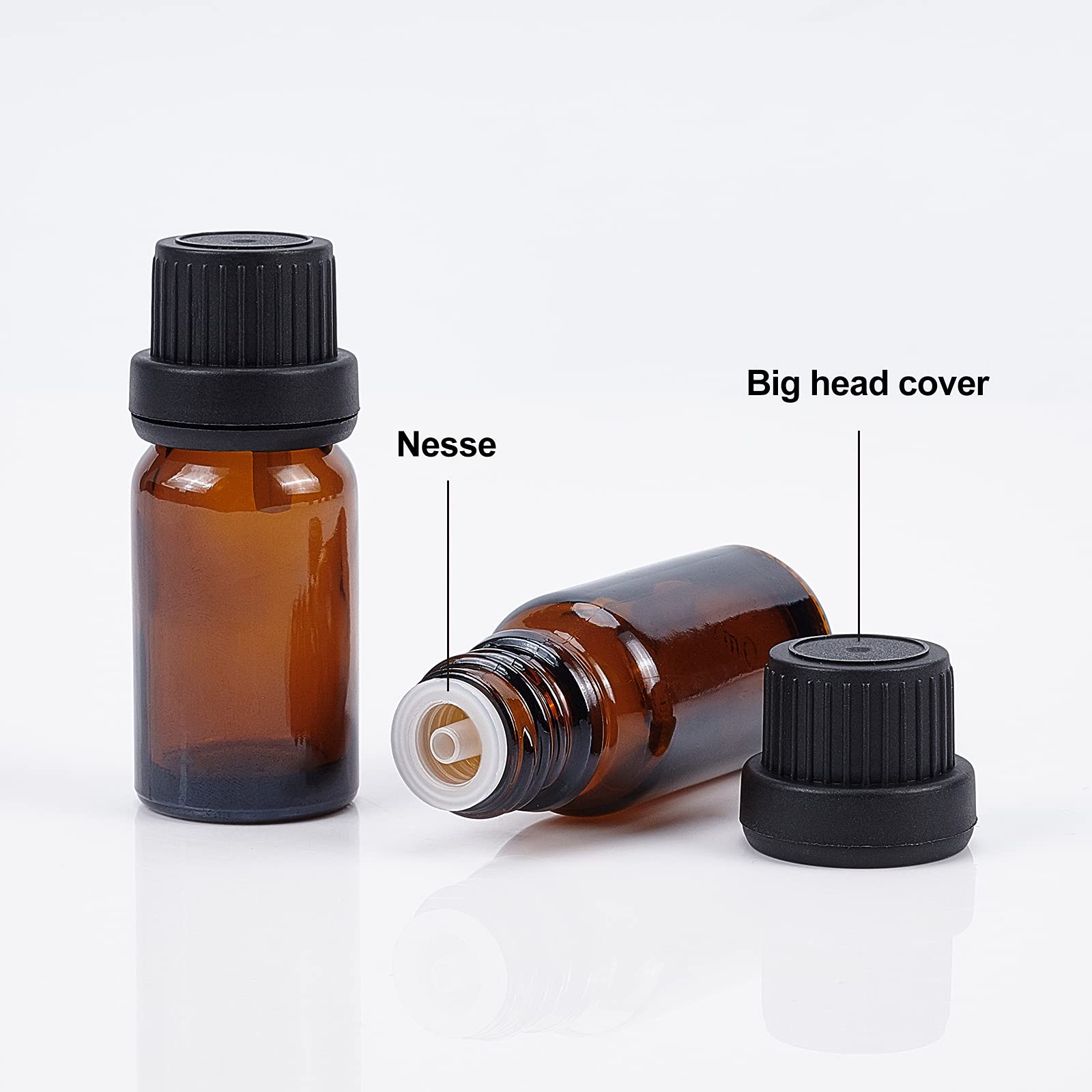 Benecreat 24 Pack 10Ml Brown Glass Essential Oil Bottles Refillable Container Kits With Plastic Droppers, Funnel Hoppers And Sti