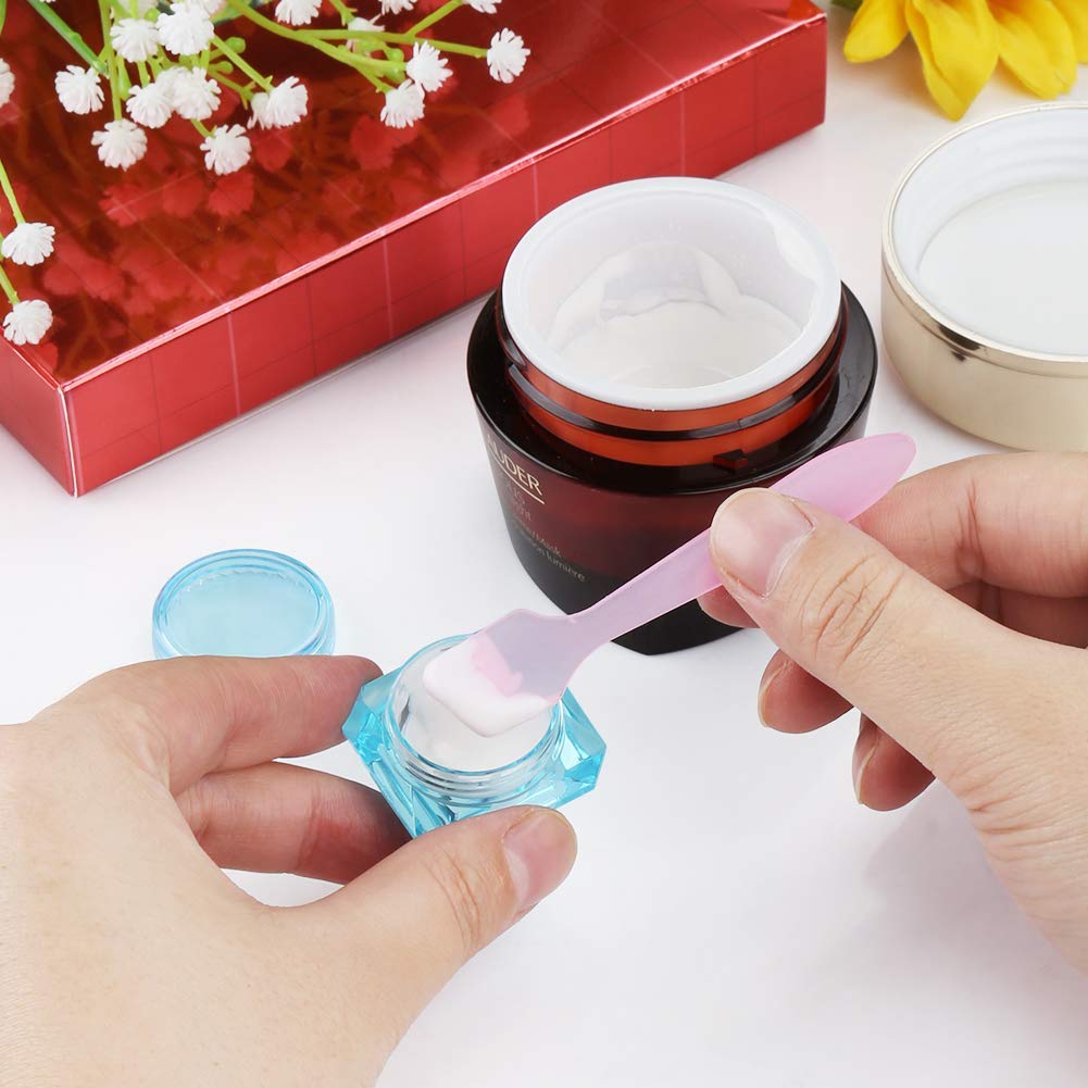 Healthcom 50 Pcs 5 Gram/5 ML Cosmetic Sample Empty Container Plastic Clear Cosmetic Pot Jars with Lids Diamond-shape Makeup Jars Bottles for Eye Shadow Nails Powder Jewelry Mix-Color