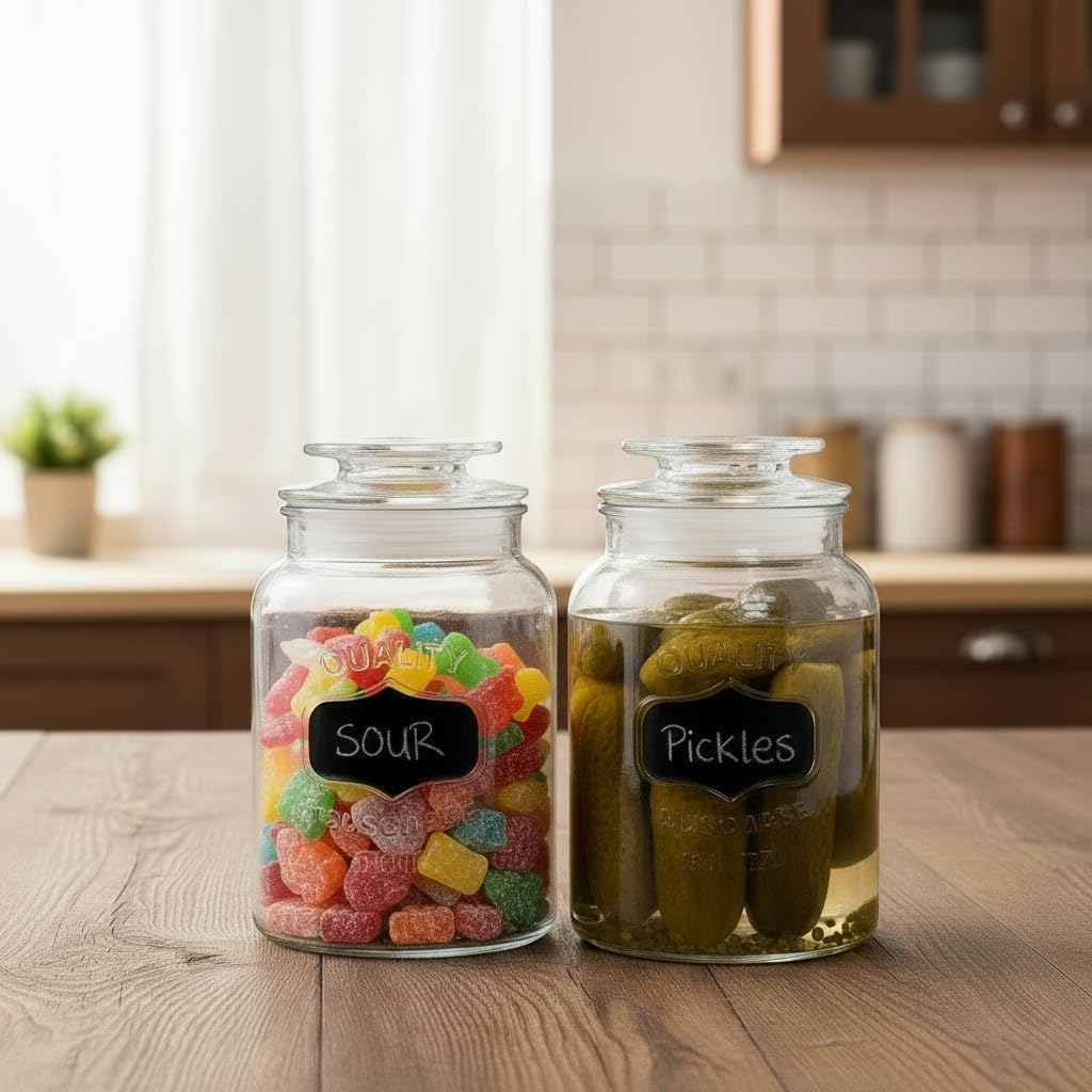 Ginoya Brothers  Kitchen Glass Jar (2, 1500 Ml. Cookie Jar)