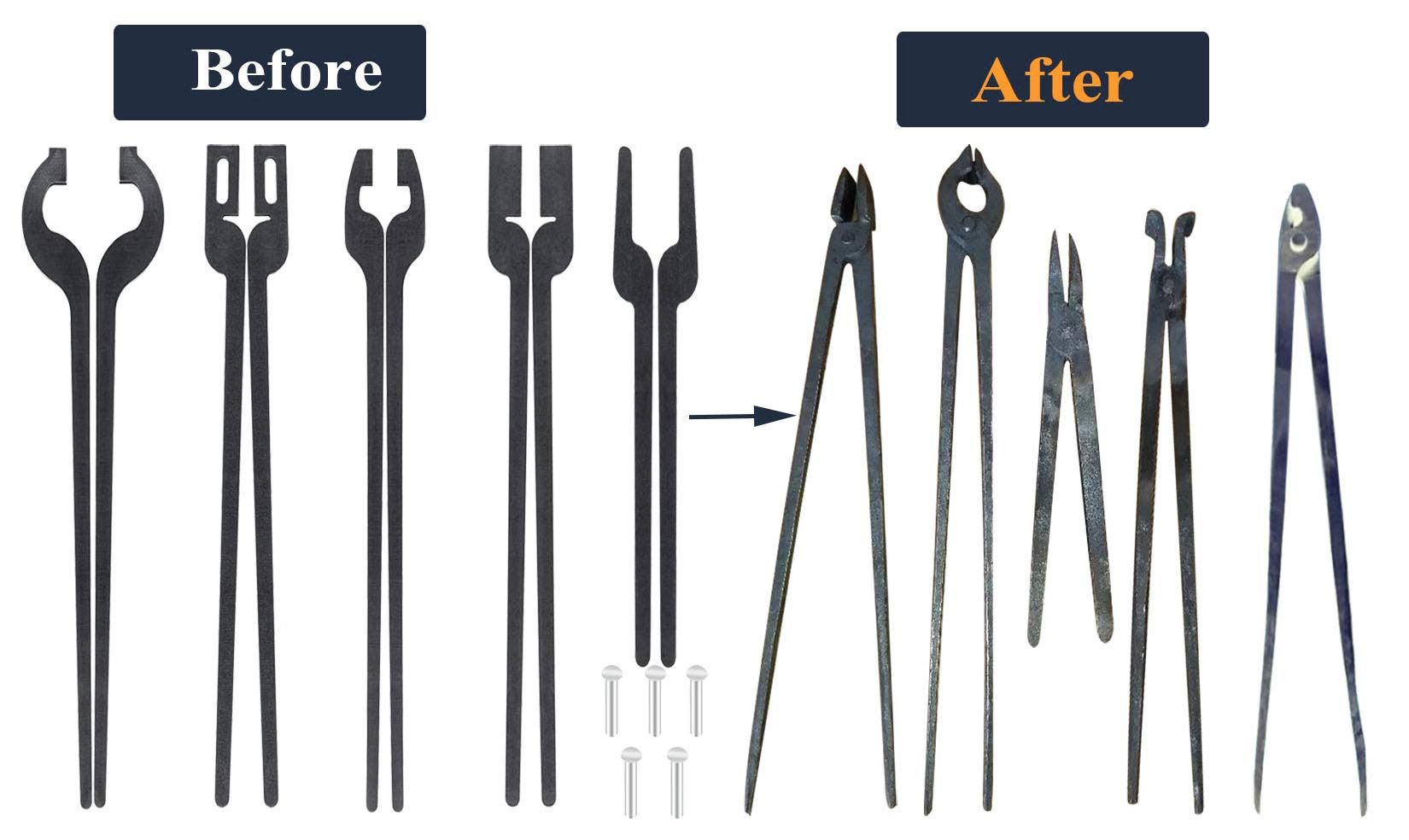 Alvade Diy Rapid Tongs Bundle Set 5 Type Of Tong Bundles Set Comes With Rivet For Blacksmith Beginner