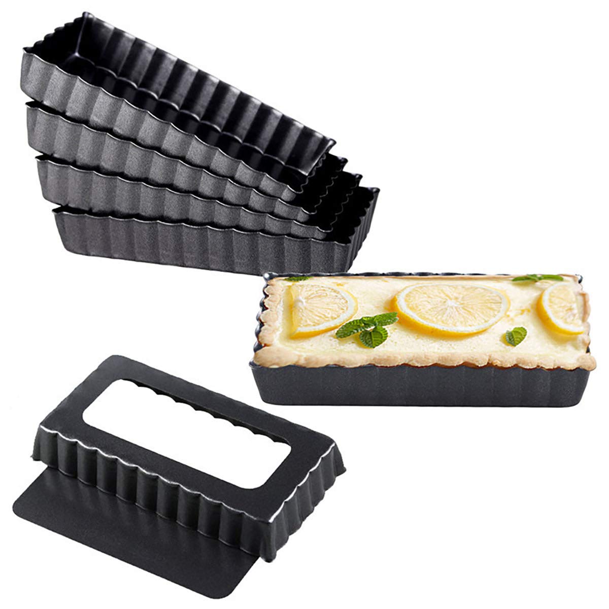 Goeielewe 6Pcs Mini Tart Pan 4-Inch With Removable Bottom, Non Stick Carbon Steel Miniature Cupcake Molds Baking Pan For Pies, C