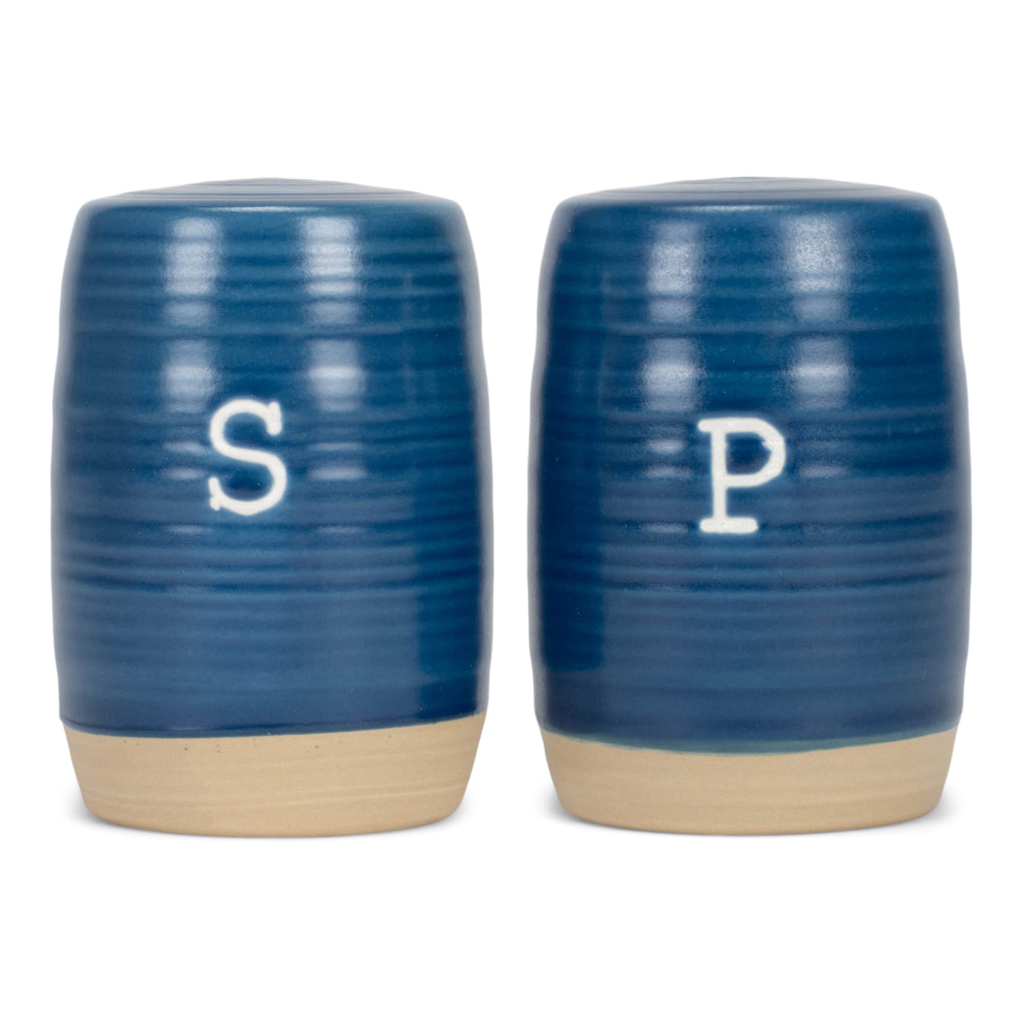 Nat & Jules Raw Bottom Navy 3 X 2 Ceramic Salt And Pepper Shaker 2 Piece Set