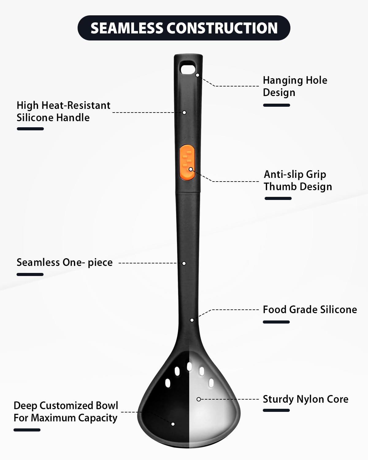 Silicone Pasta Fork And Ladle Spoon Set, Large Non Stick Kitchen Utensils For Cooking,Stirring,One Piece Serving Spaghetti, Soup