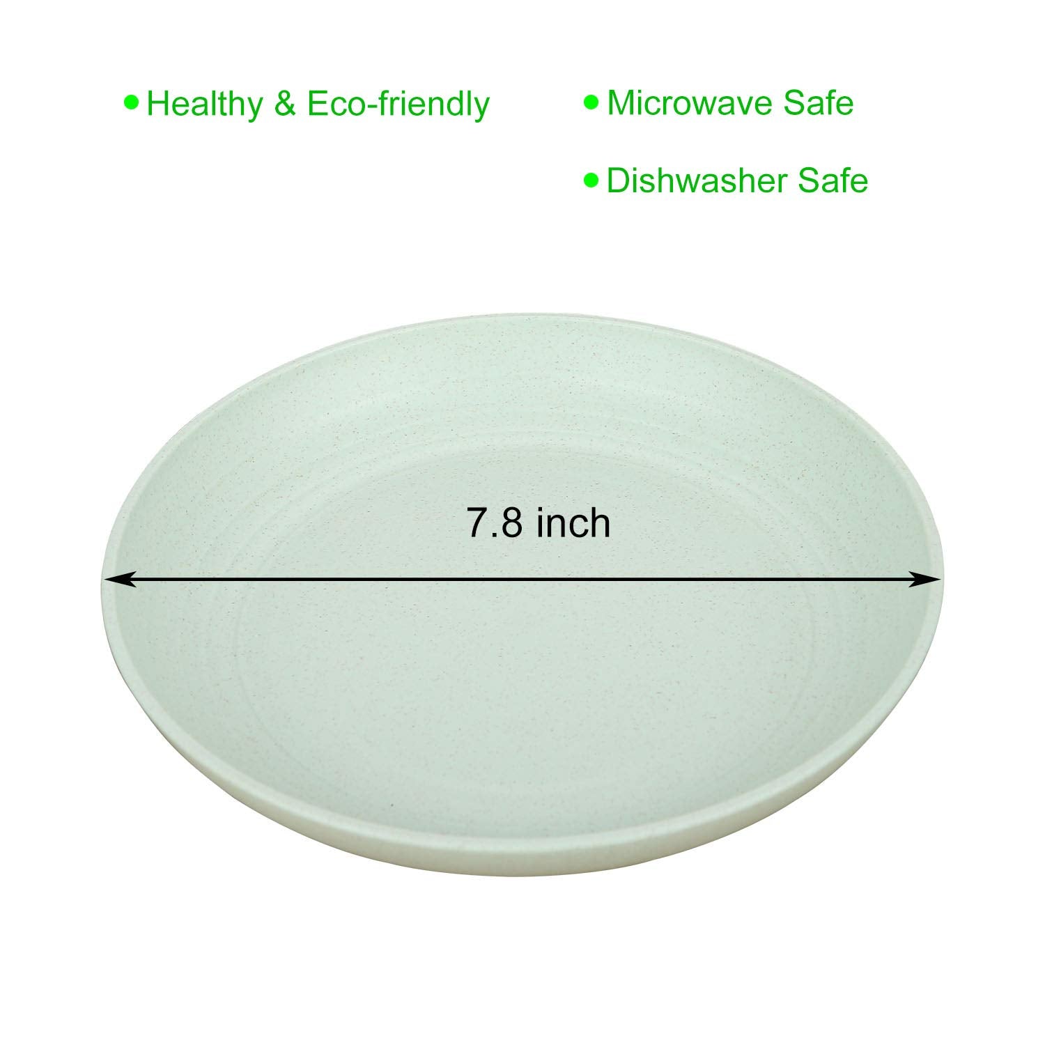 Luckyzone 7.8 Inches Unbreakable Wheat Straw Plates - Reusable Plate Set - Dishwasher & Microwave Safe - Perfect For Dinner Dish