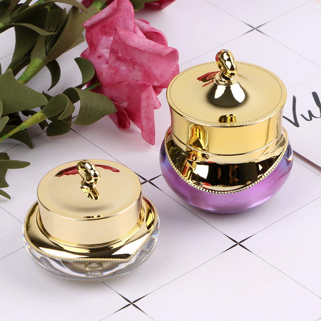 Healthcom 10 Packs 5 Gram/5Ml Gold Crown Empty Cream Jars Lip Balm Bottles Container Refillable Cosmetic Sample Jars Makeup Plas