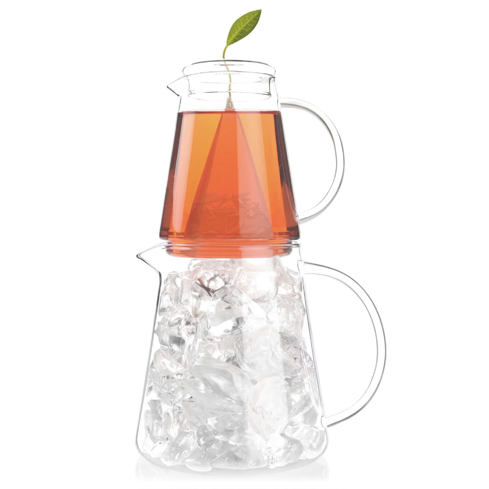 Tea Forte Tea Over Ice Steeping Pitcher Set of Two, 12oz for Steeping and 24 oz Pitcher for Perfect Flash Chilled Iced Tea, Dish