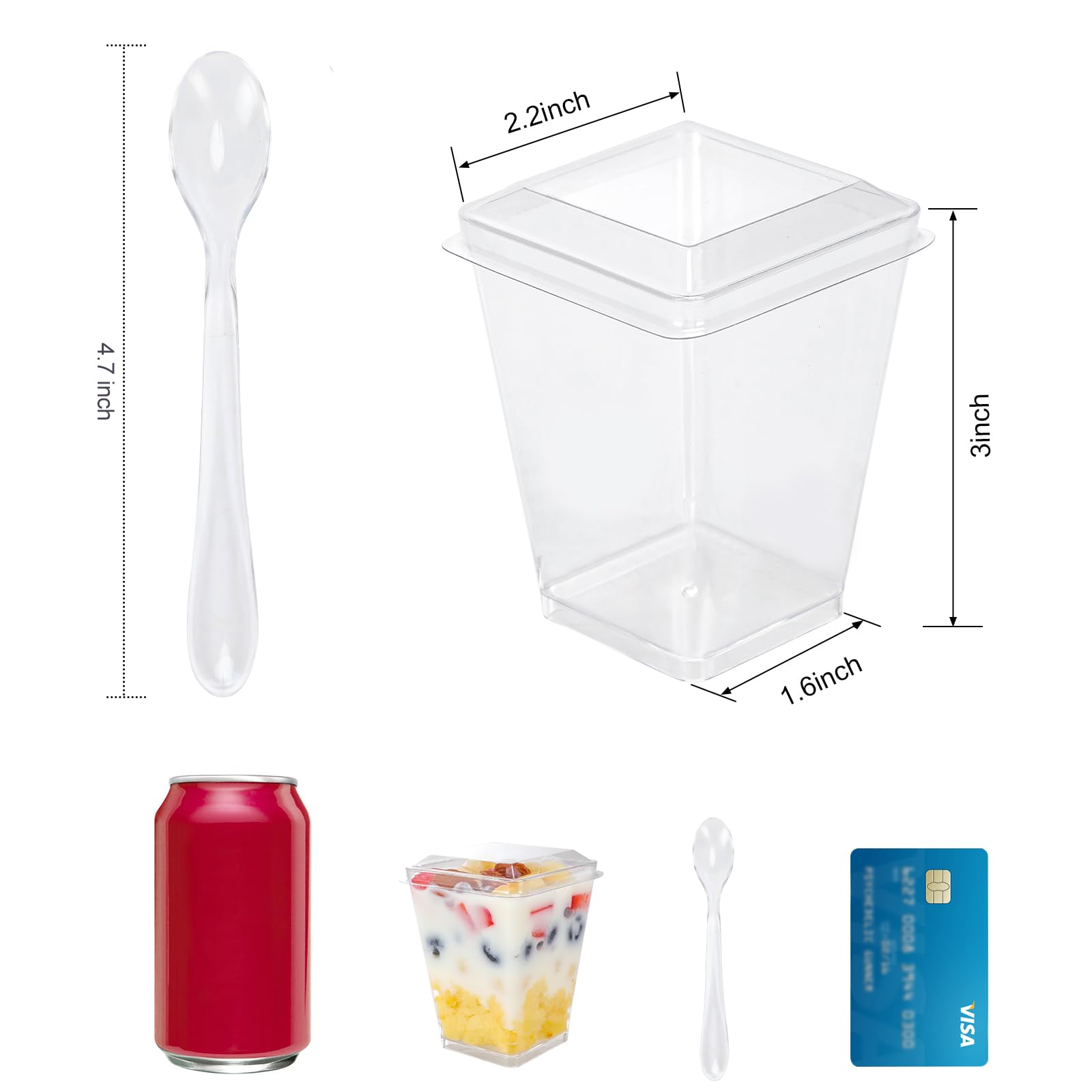 Fifwvgp 50 Pack 5 Oz Plastic Dessert Cups With Lids And Spoons, Yogurt Parfait Cups With Lids Appetizer Cups For Party, Mini Des