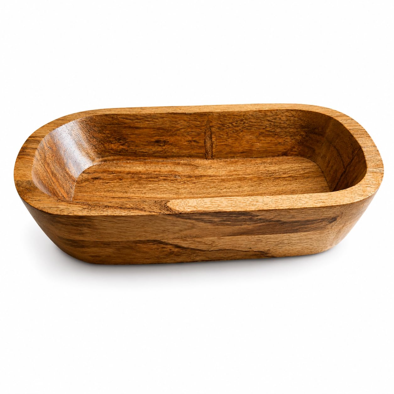 Auranest Decors Handmade Oval Wooden Serving Tray Natural Wood Grain Multipurpose Tray For Tea Coffee Snacks Fruits Kitchen Dini