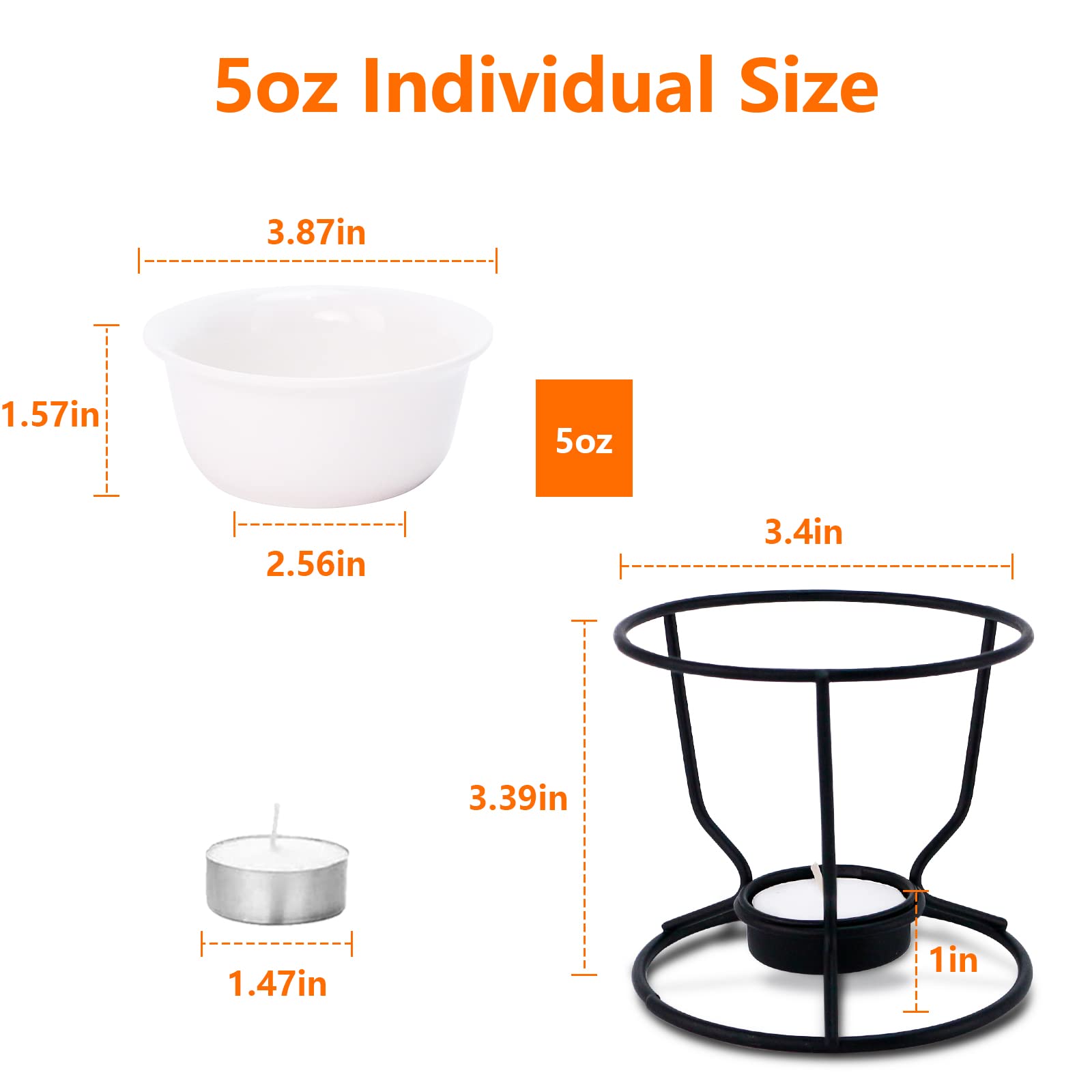 Luvan 4Pcs Fondue Pot Set For Chocolate Butter Cheese, 5Oz Butter Warmer For Seafood With 20 Tealight, Ceramic Bowl Oven Microwa