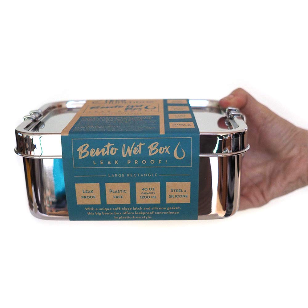 Ecolunchbox Stainless Steel Bento Box Rectangle - Holds 5 Cups Food - Leakproof