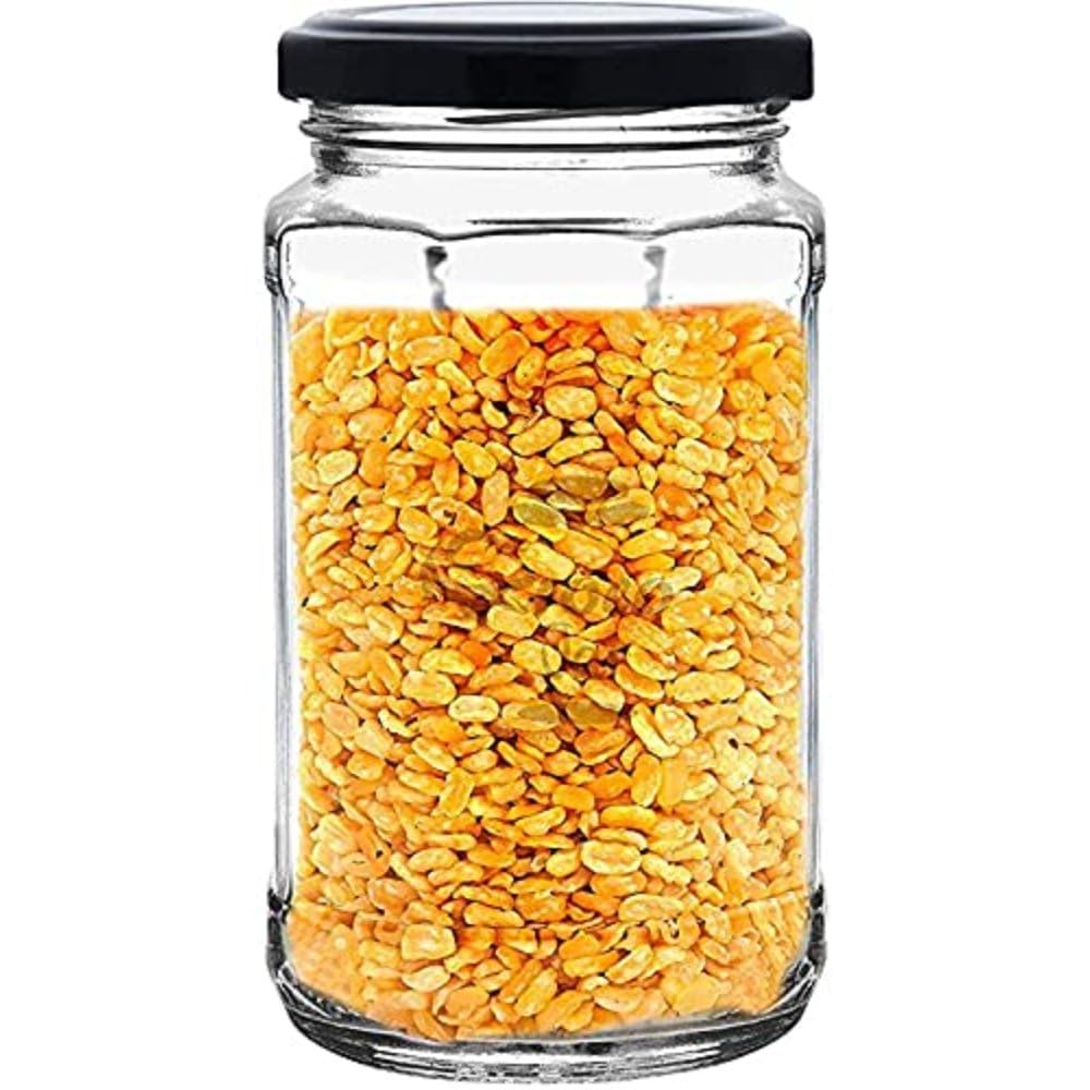 CROCO JAR Glass Jars and Storage Containers Air Tight Lid For Herbs, Foods, Jams, Liquid, Small Spice Jars - 500 Ml Glass Pickle