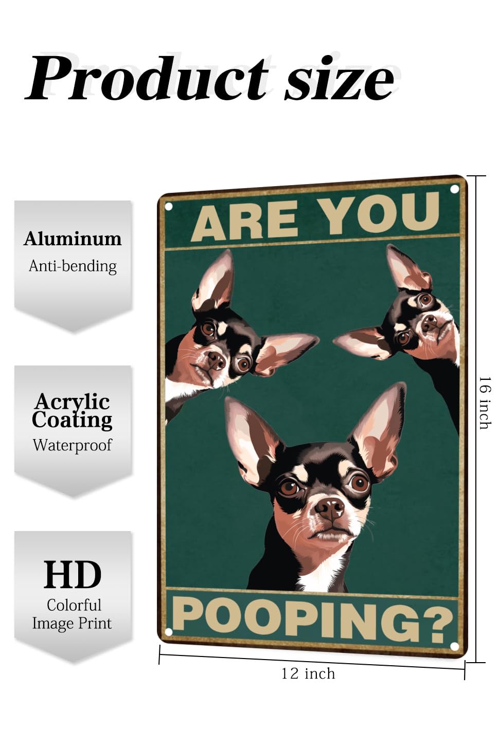 Toppacific Chihuahua 12X16 Inch Are You Pooping Sign Bathroom Decor- Dog Metal Poster Dog Lover Gift Art Funny Dogs Wall Art Dec