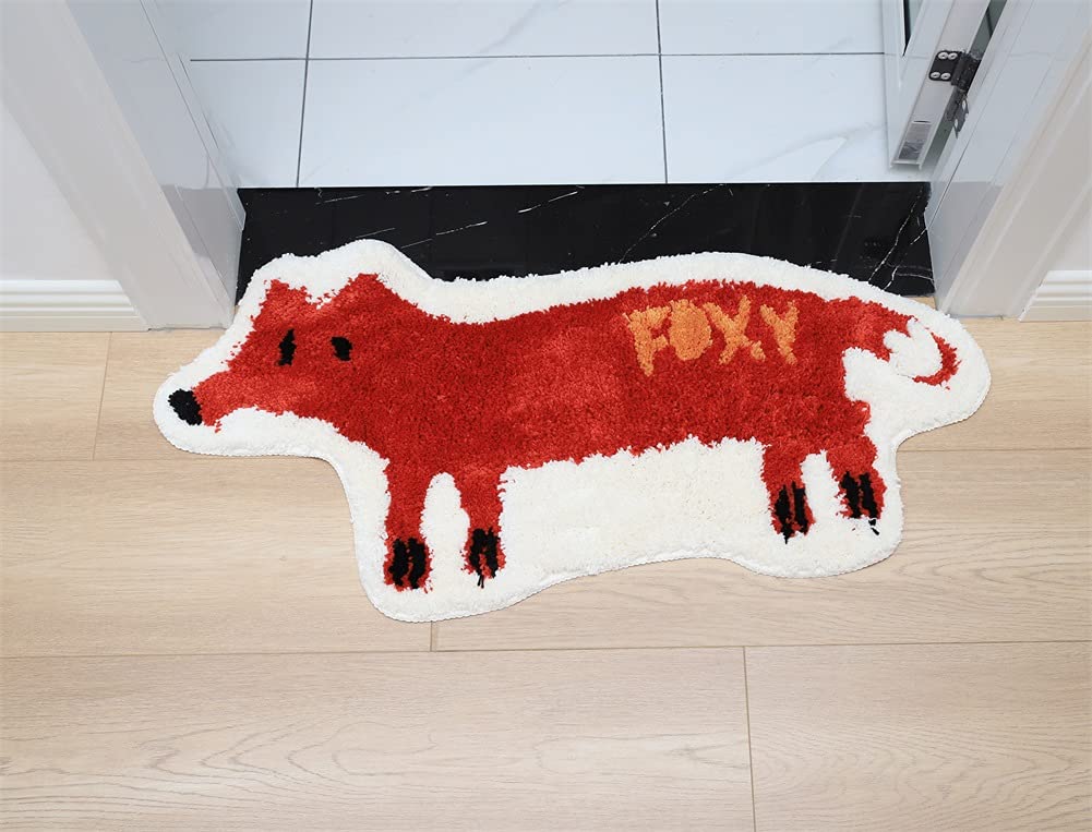 Zscyd-Yingda1992 Fox Shaped Bath Rug Microfiber And Non Slip Backing Bath Mat Bathroom Bedroom Cartoon Bathtub Rug Bathroom Tub