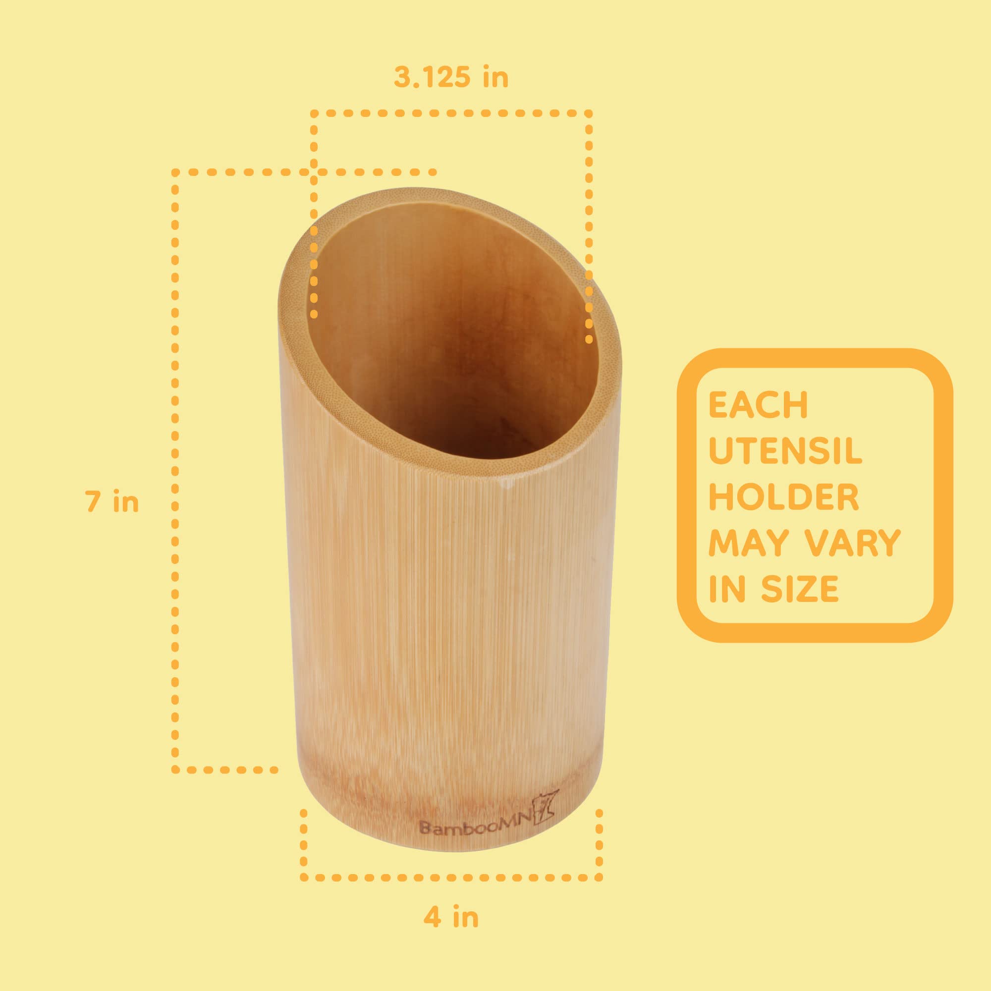 Bamboomn Bamboo Kitchen Utensil Holder For Countertop, Utensil Crock For Cooking Utensils - 7'' X 4'' - Carbonized Brown - 1 Pie