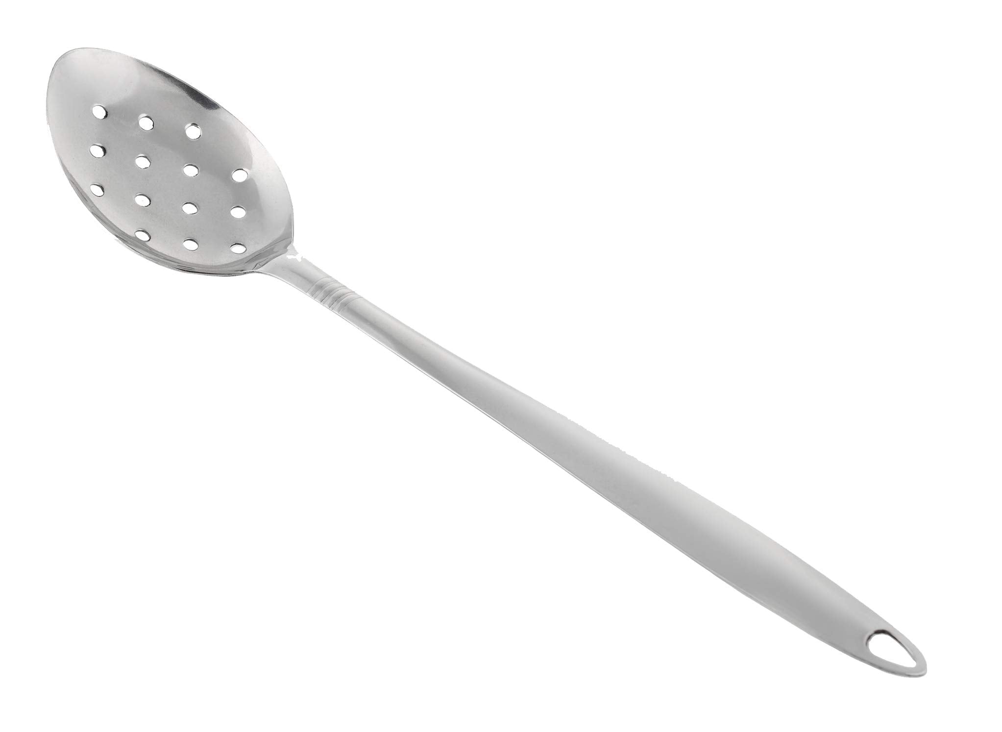 Stainless Steel Slotted Serving Spoon - Long Handle Perforated Metal Spoon - Large Metal Cooking Spoon With Holes