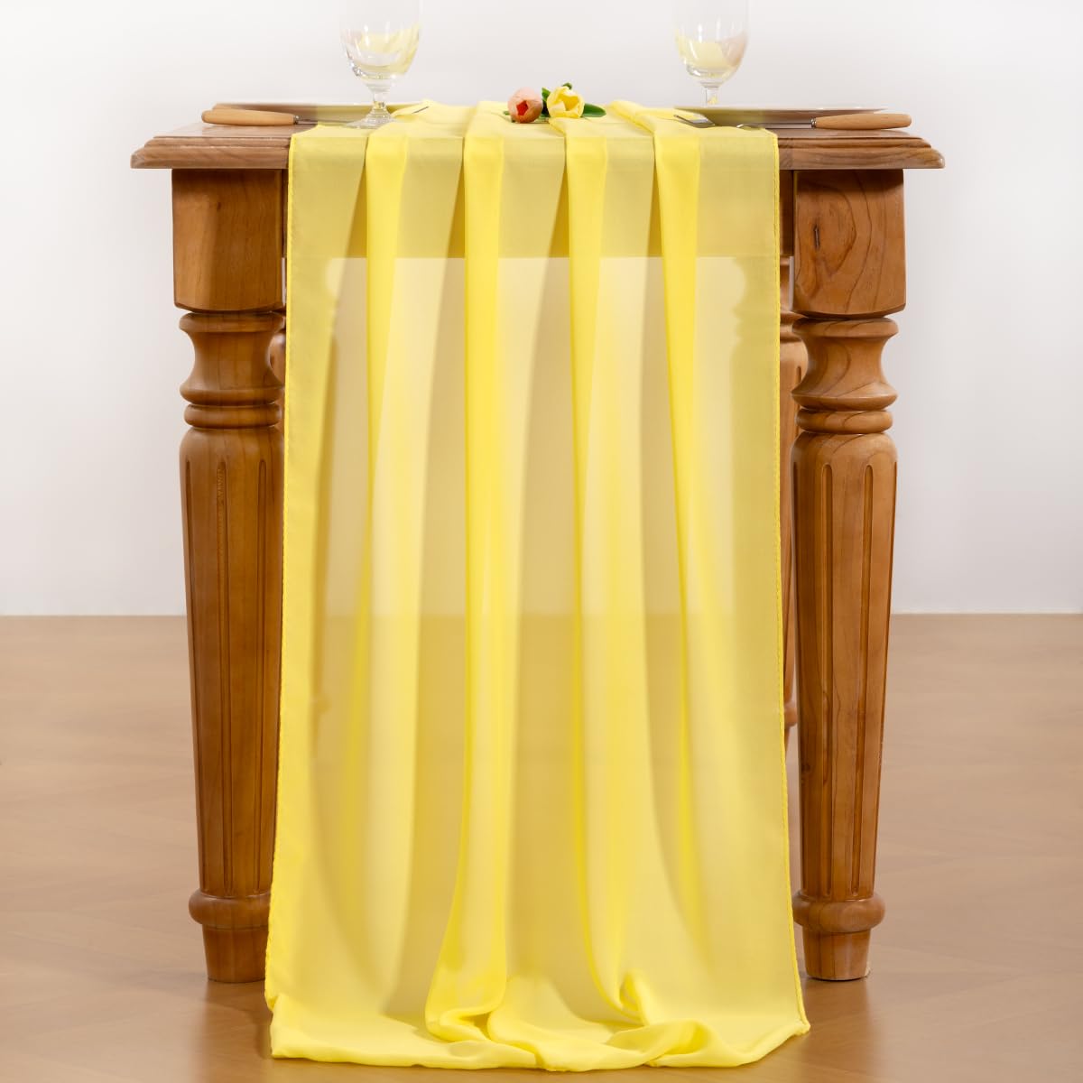 Socomi Yellow Table Runner Fall Thanksgiving Boho Rustic 10ft 29x120 Inches Wedding Chiffon Table Runner Sheer Bridal Shower Dec