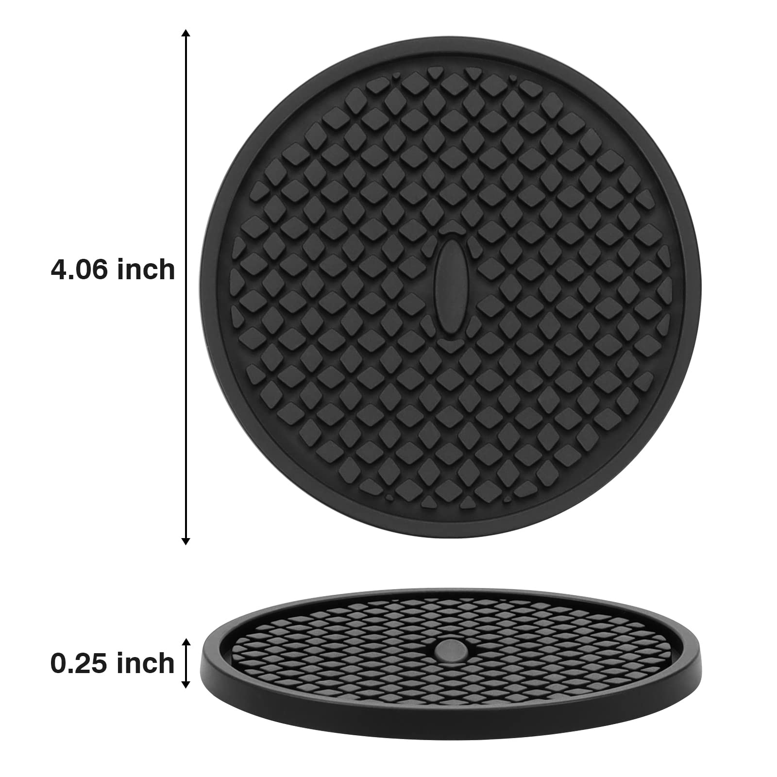 3 Pack Silicone Coasters For Drinks, Thickened Black Coasters With Deep Tray Grooved Design Cup Mat, Washable Heat Resistant Dur