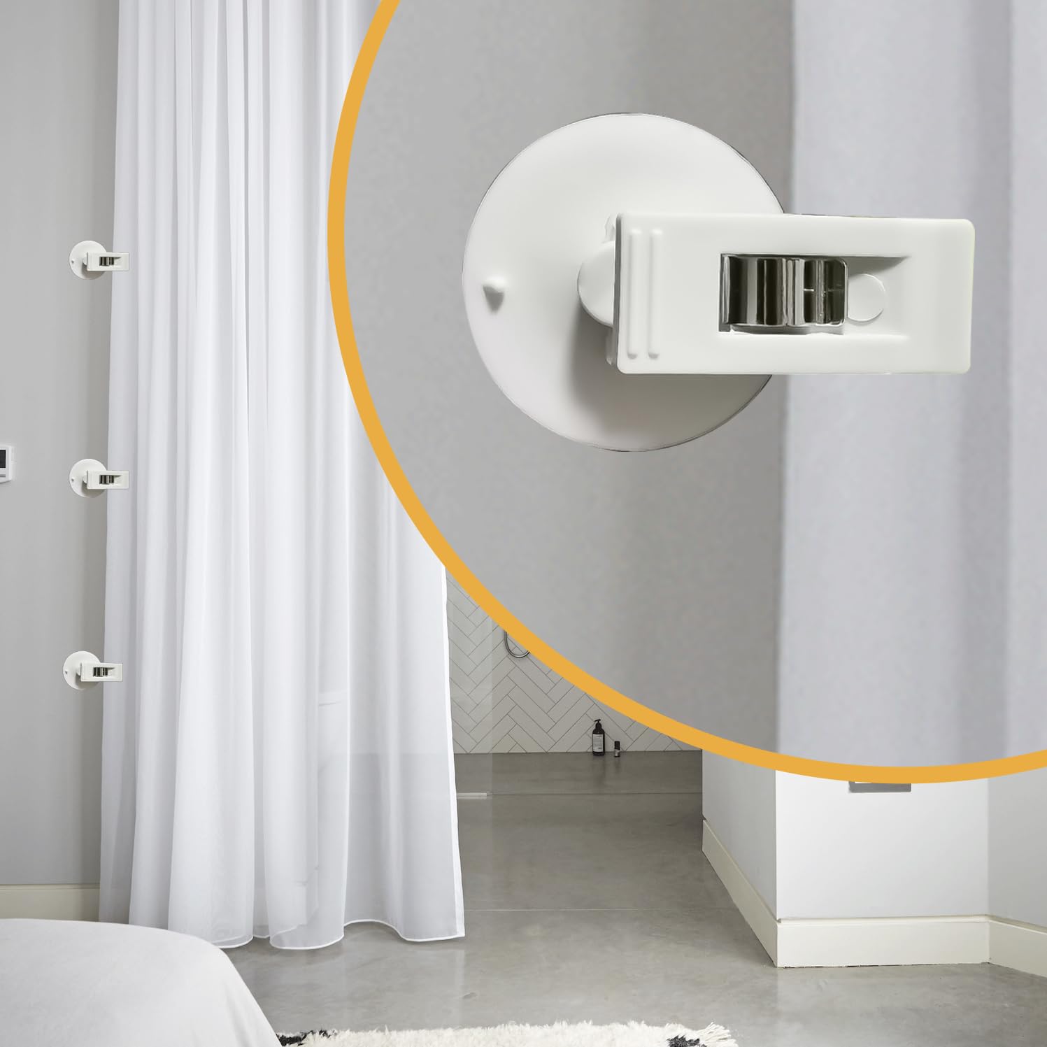 6 Packs Shower Curtain Clips With Suction Cup To Prevent Water Splashing Out, Windproof Splash Guard | Just Press Clip Onto Wall